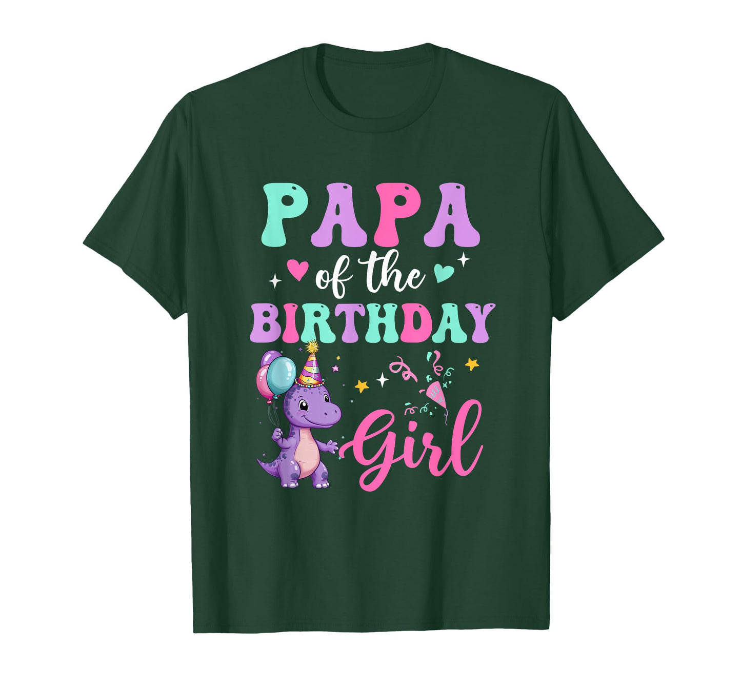 Papa Of The Birthday For Girl Dinosaur T-Rex Party Family T-Shirt