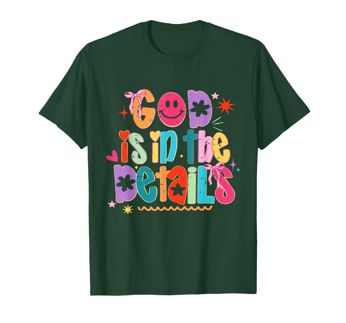 Coquette Bow Funny God Is In The Details Religious Christian T-Shirt