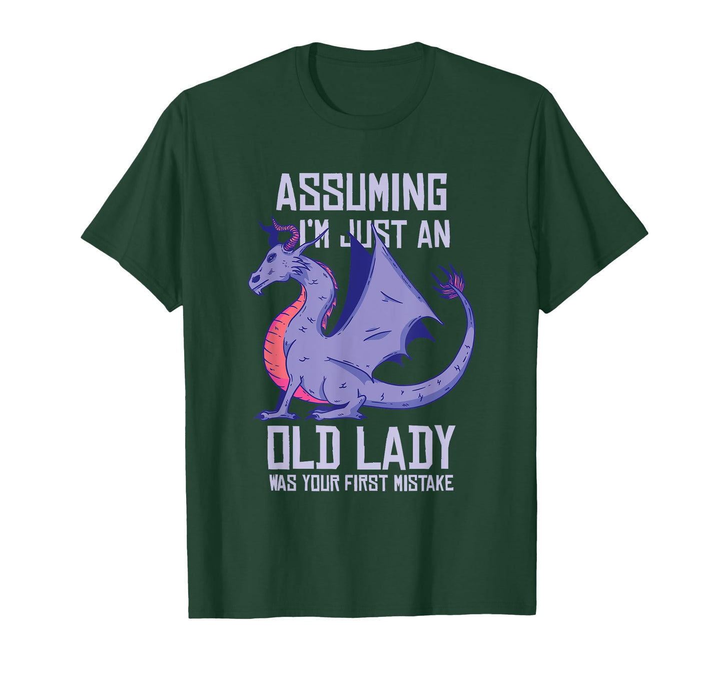 Dragon Old Lady Funny Purple Fantasy Grandma Quote Graphic T-Shirt