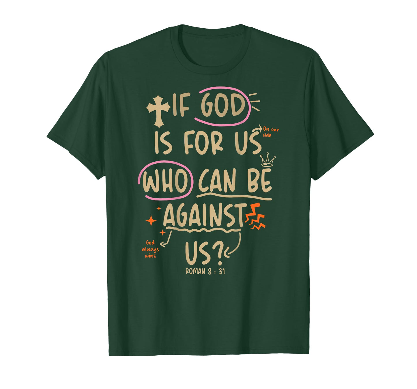 (On Back) If God is for Us Who Can Be Against Us Christian T-Shirt