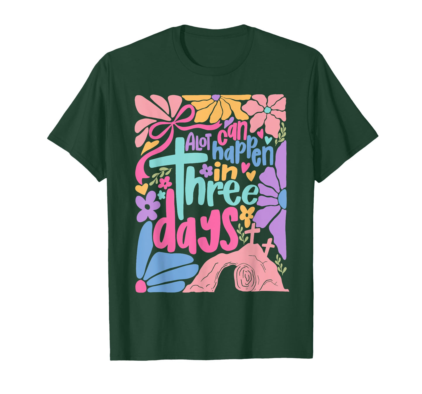Boho Coquette Alot Can Happen in Three Days Christian Easter T-Shirt