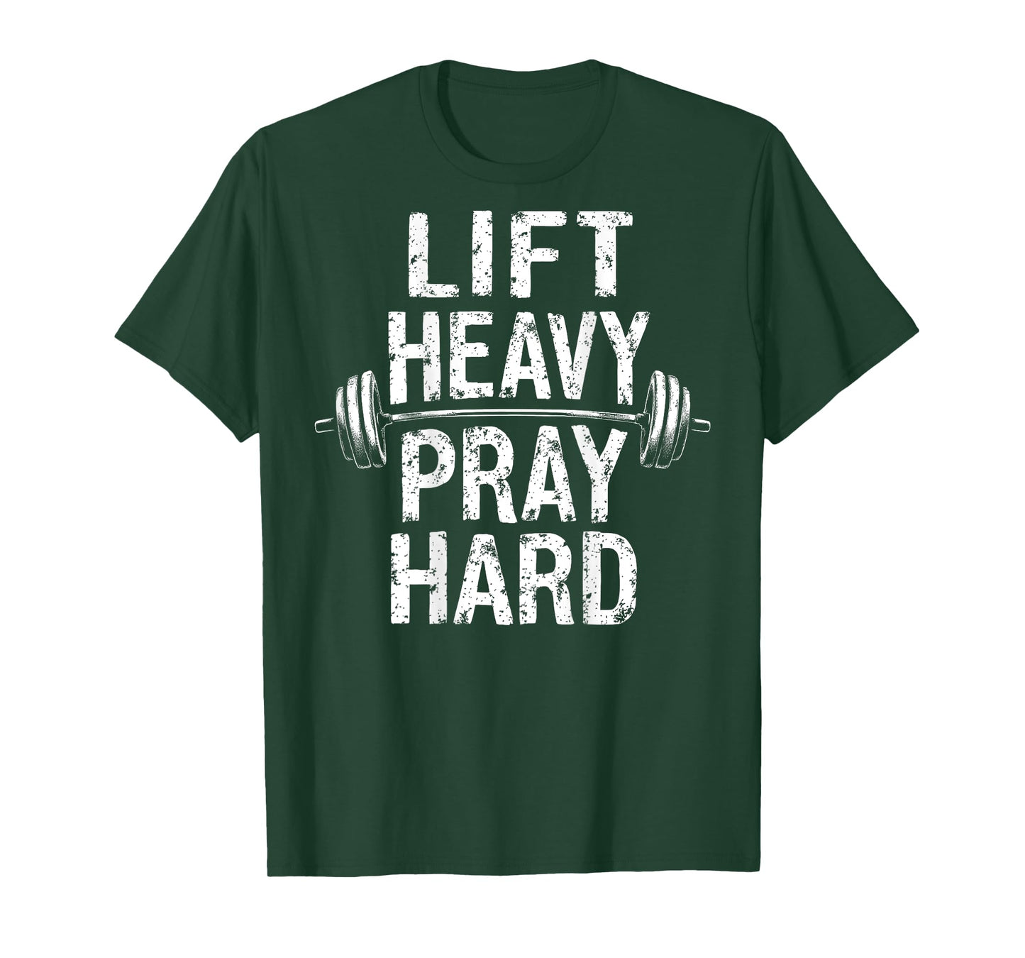 Lift Heavy Pray Hard Jesus Gym Weightlifter Deadlift On Back T-Shirt