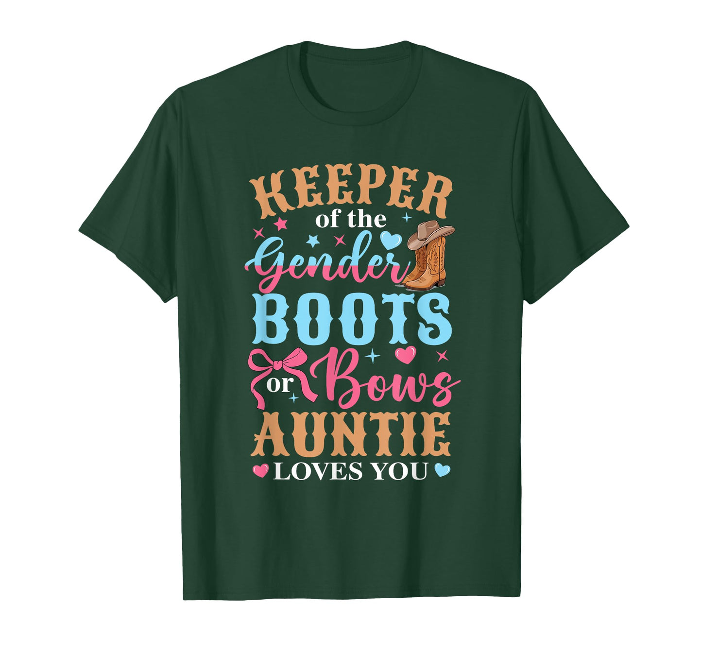 Boots Or Bows Auntie Loves You Gender Reveal Family Matching T-Shirt