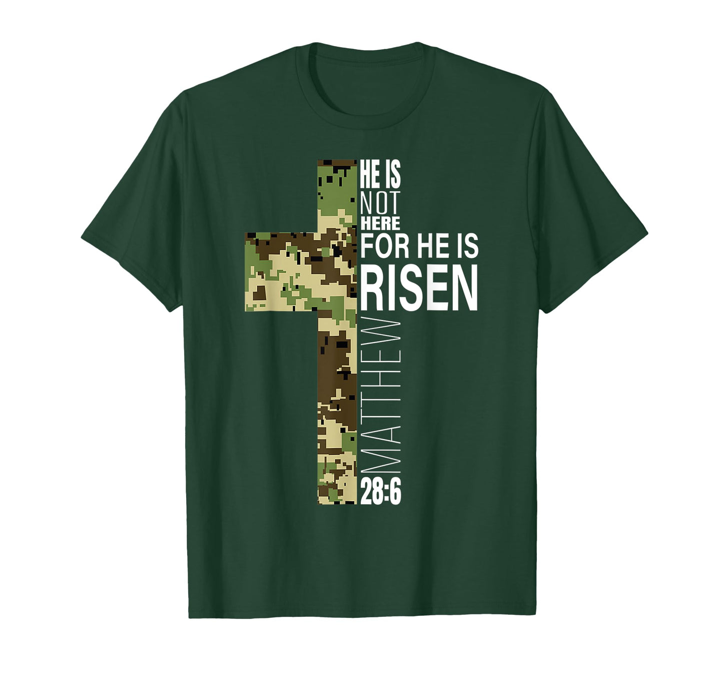 Cool He Is Risen Christian Easter Bible Verse Religious Camo T-Shirt