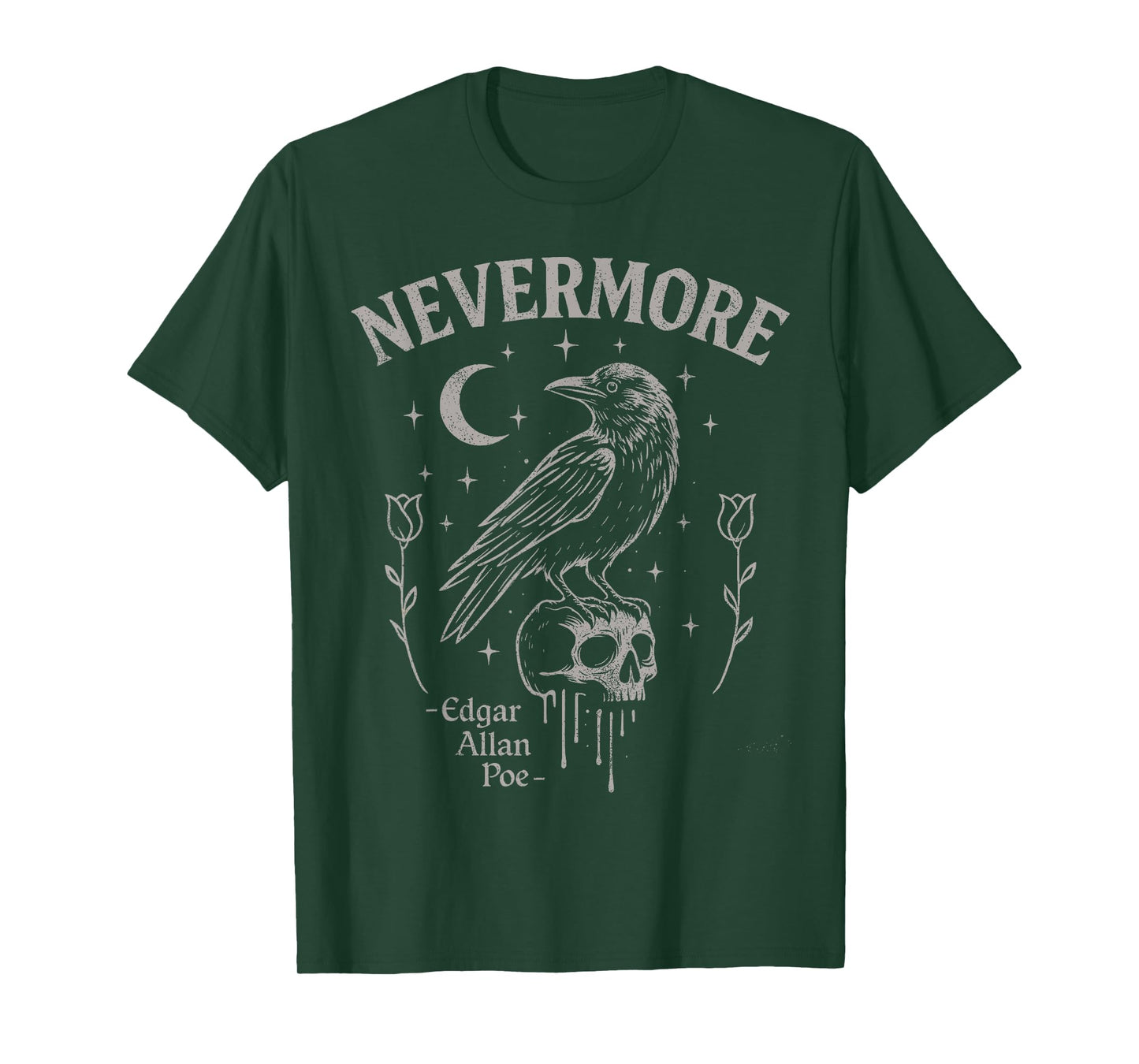 Nevermore Raven Skull Art, Gothic Edgar Allan Poe T-Shirt