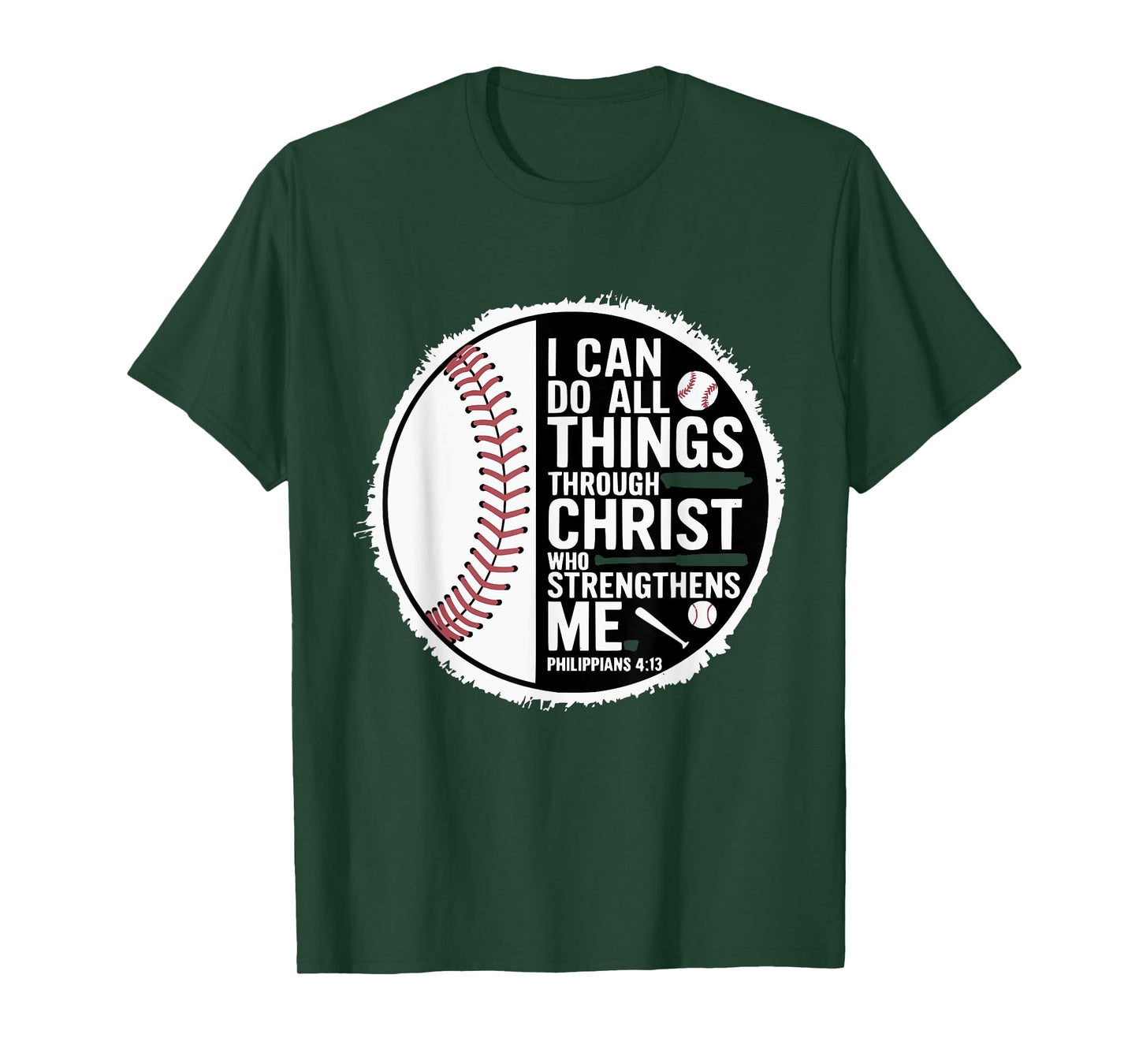 Baseball Player Sports with Christian Bible Verse Theme T-Shirt