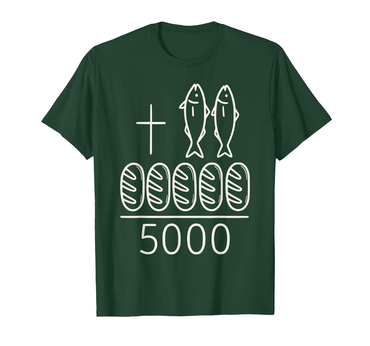 2 Fishes 5 Breads Jesus Cross 5000 Miracle Christian T-Shirt