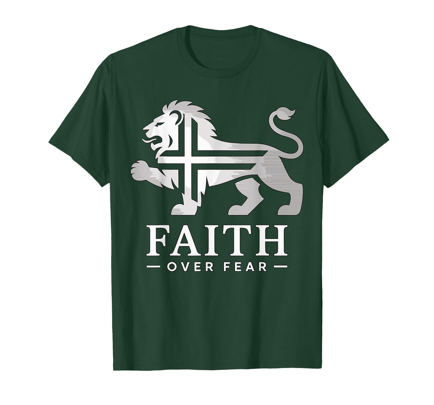 Faith Over Fear Lion Cross Christian T-Shirt