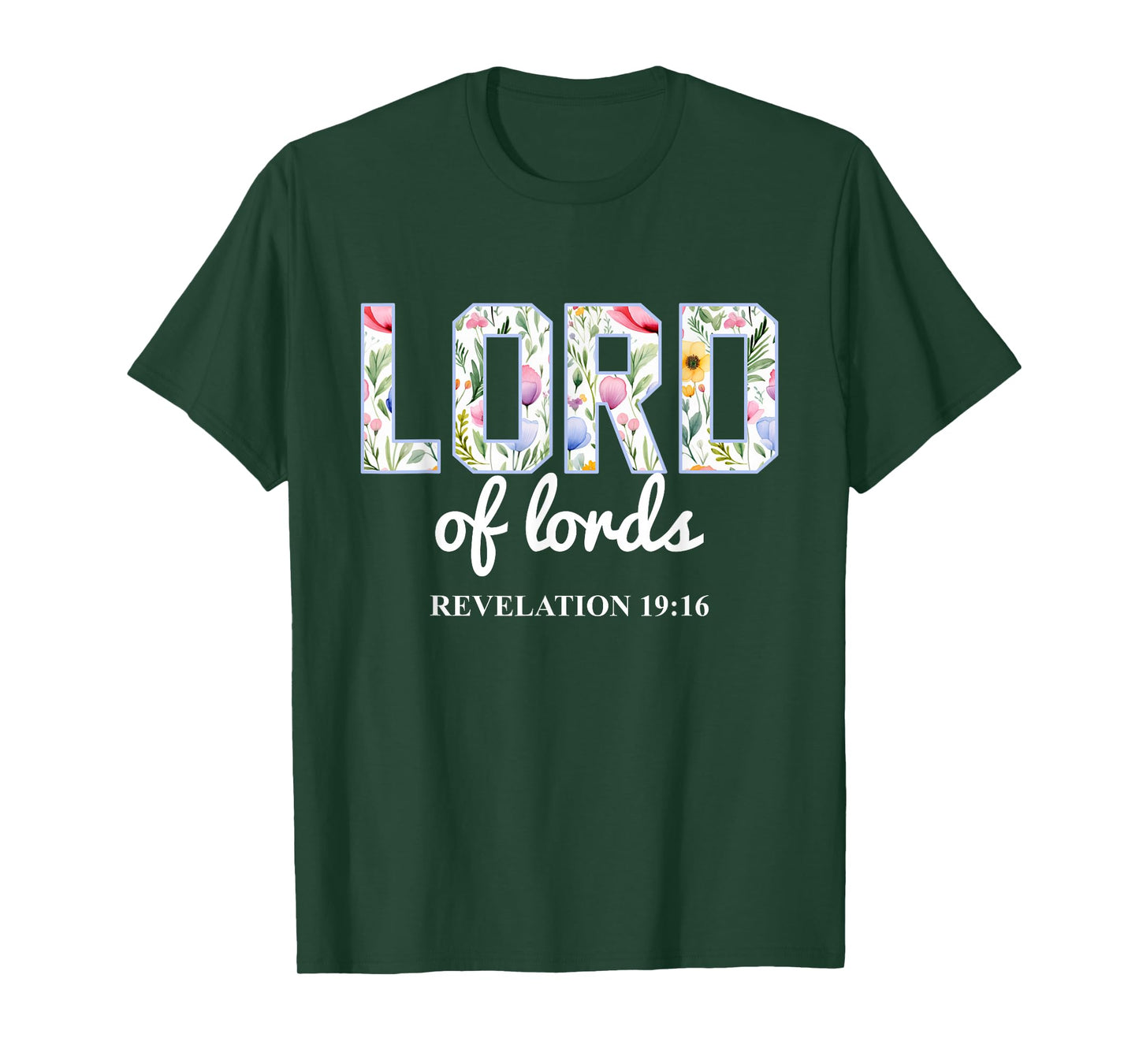 Lord of Lords Boho Floral Christian Bible Verse T-Shirt
