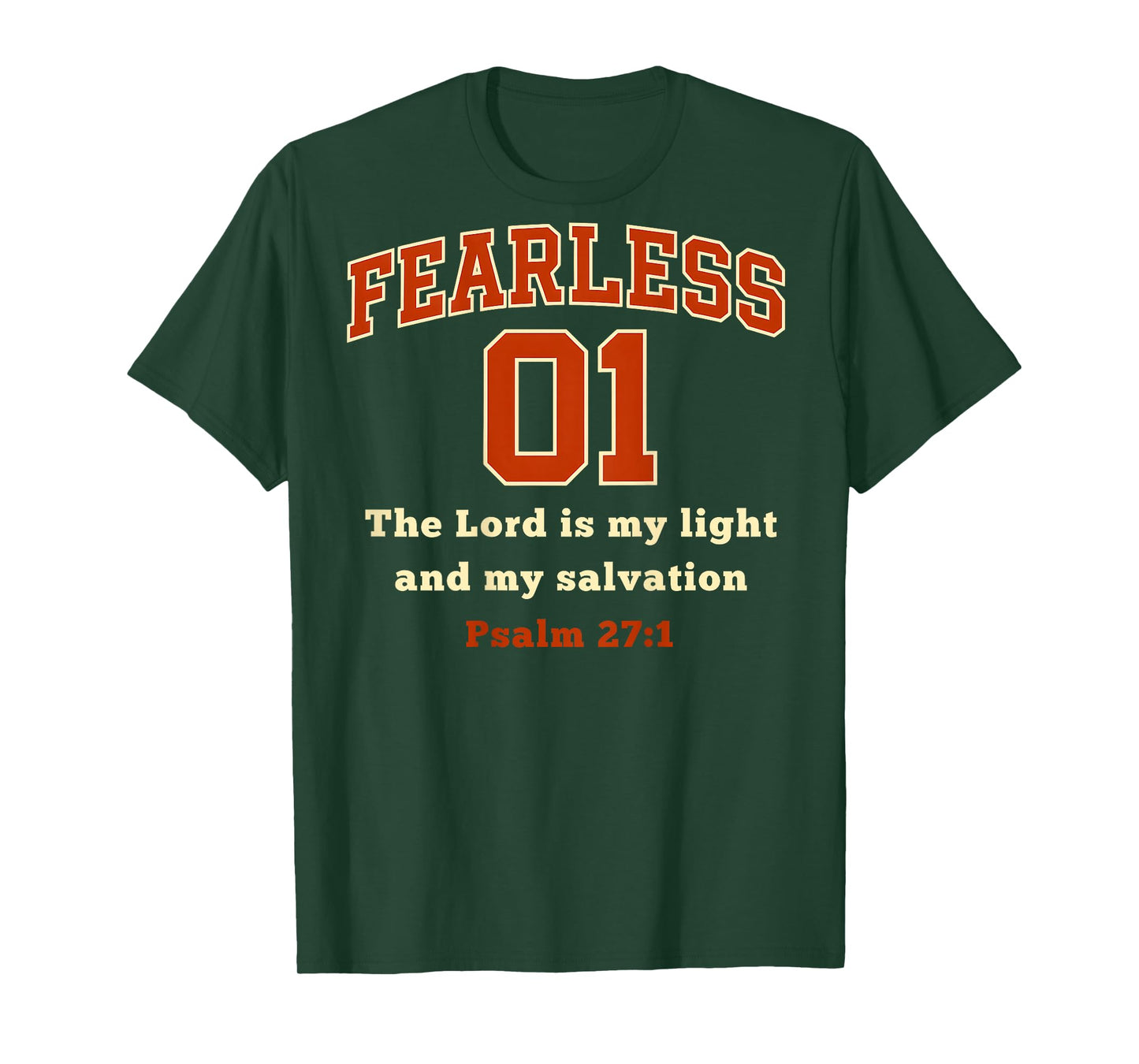 (ON Back) Fearless 01 Sports Jersey Style Psalm 27 1 Verse T-Shirt