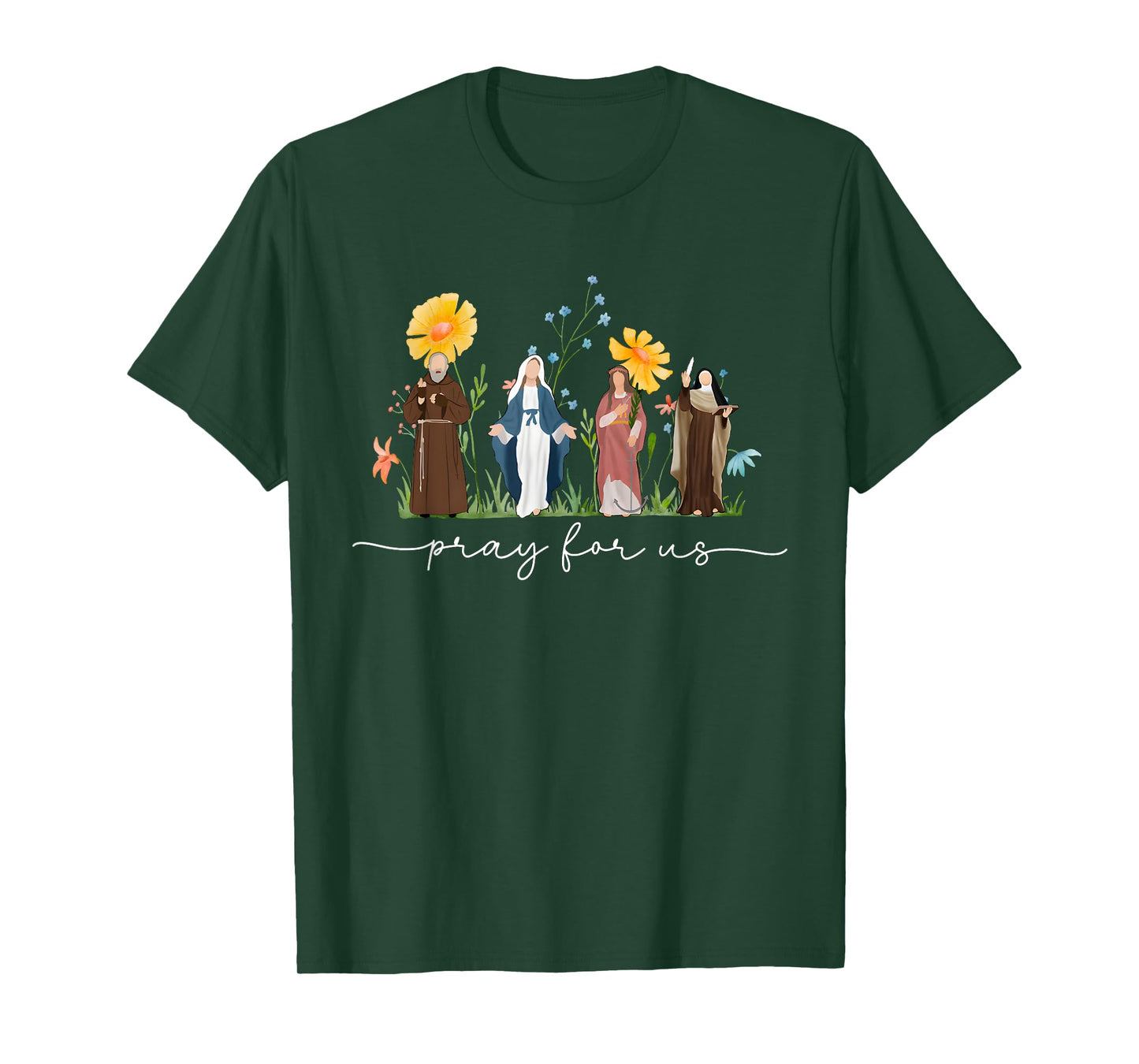 Catholic Saints Floral Women Religious Men Women Kids T-Shirt