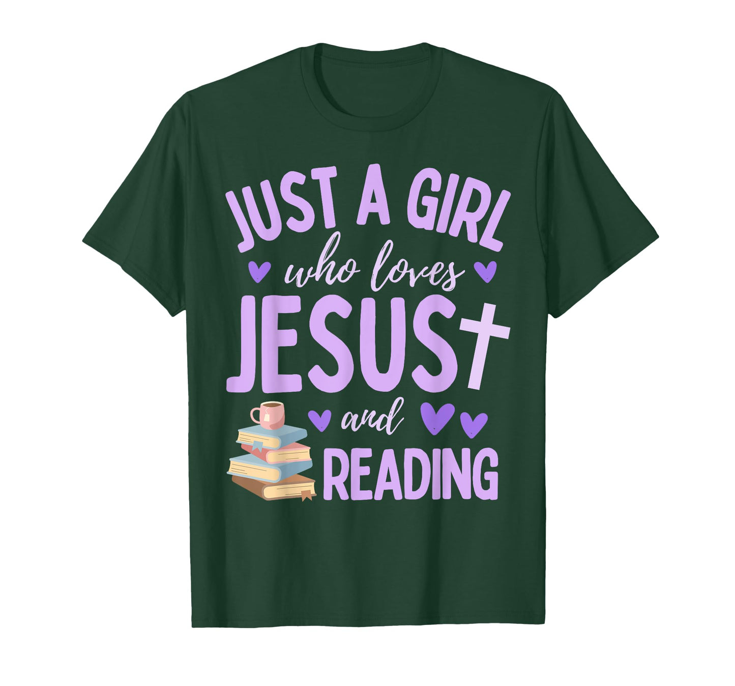 Just A Girl Who Loves Jesus and Reading Books Christian Cute T-Shirt