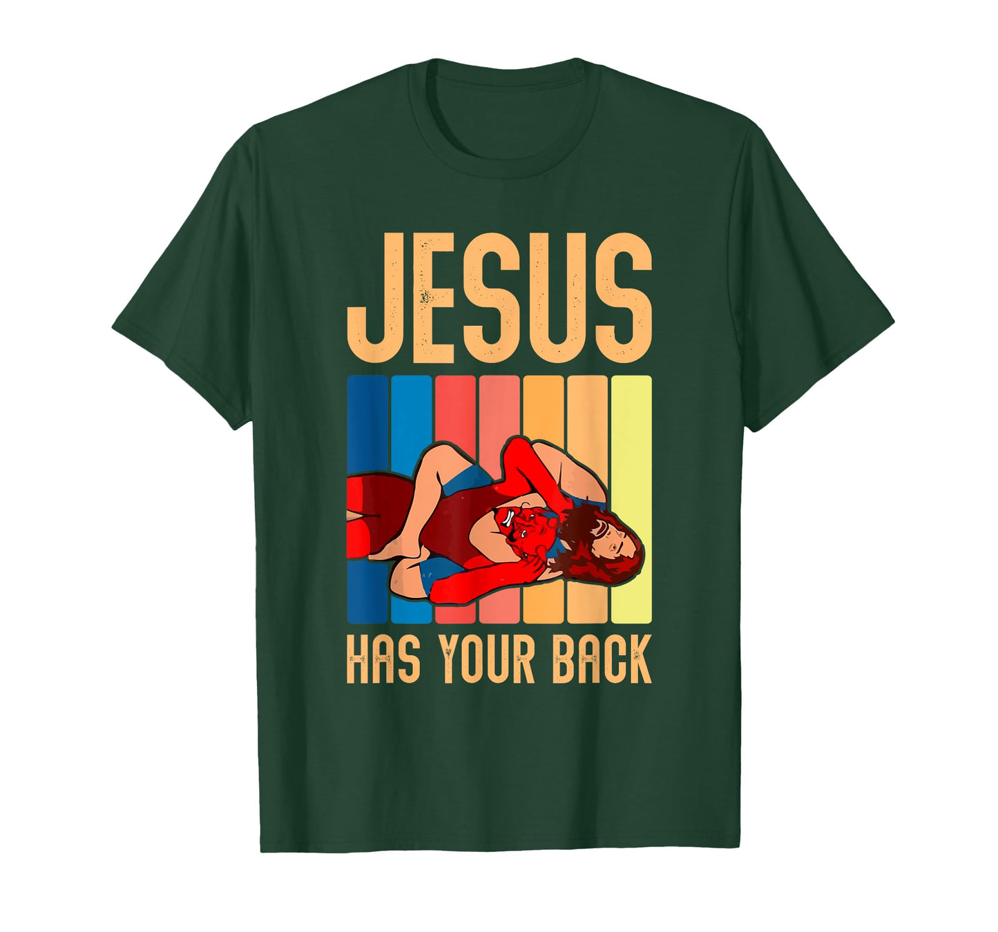 Jesus Has Your Back Funny Vintage Wrestler Wrestling T-Shirt