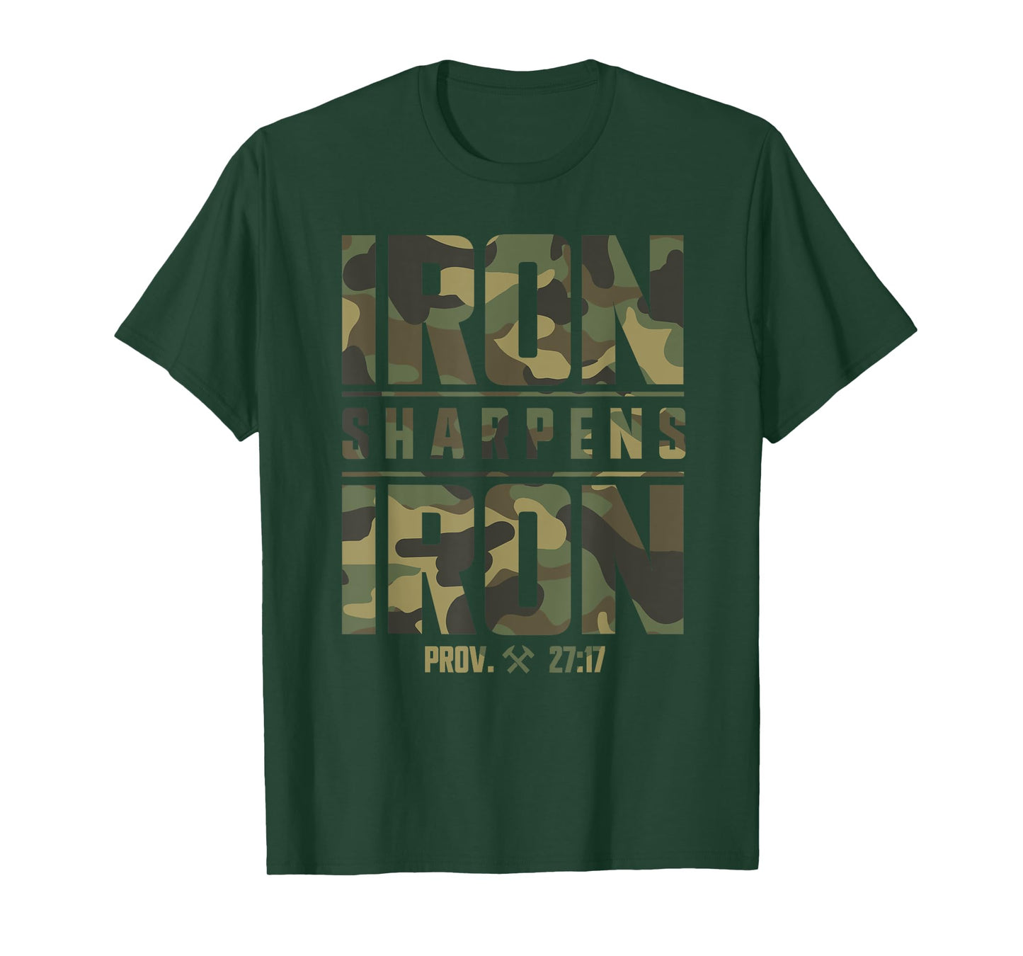 Iron Sharpens Iron Christian Men Camo Scripture Gym Workout T-Shirt