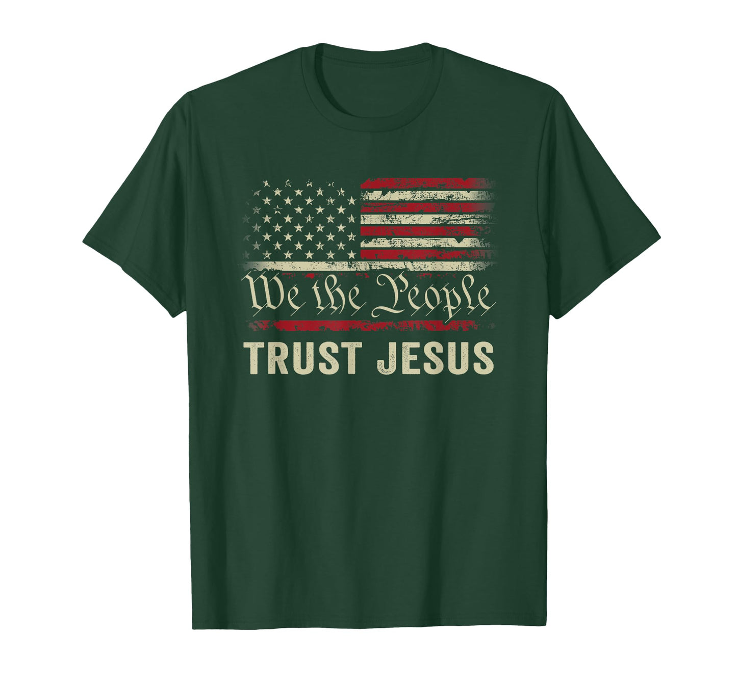 We The People Trust In Jesus - Patriotic Christian USA Flag T-Shirt