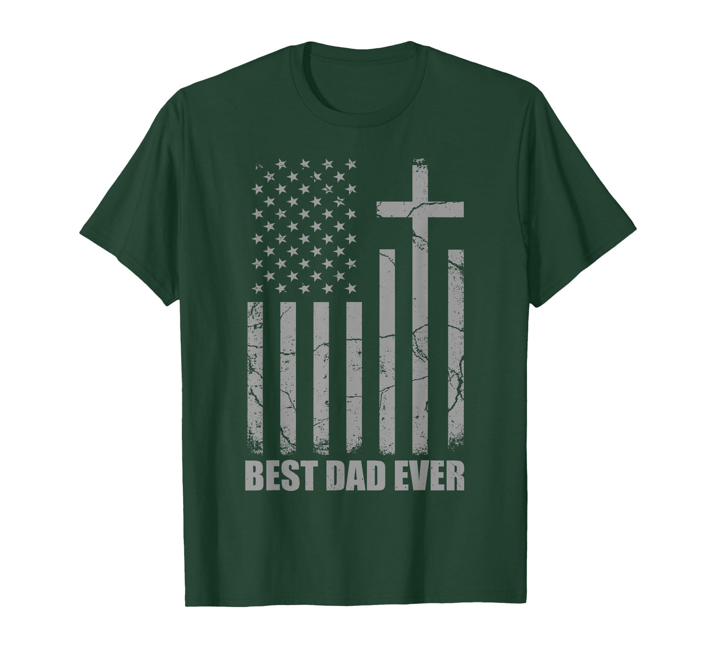 Best Dad Ever Christian Patriotic Dad USA Flag Fathers Day T-Shirt