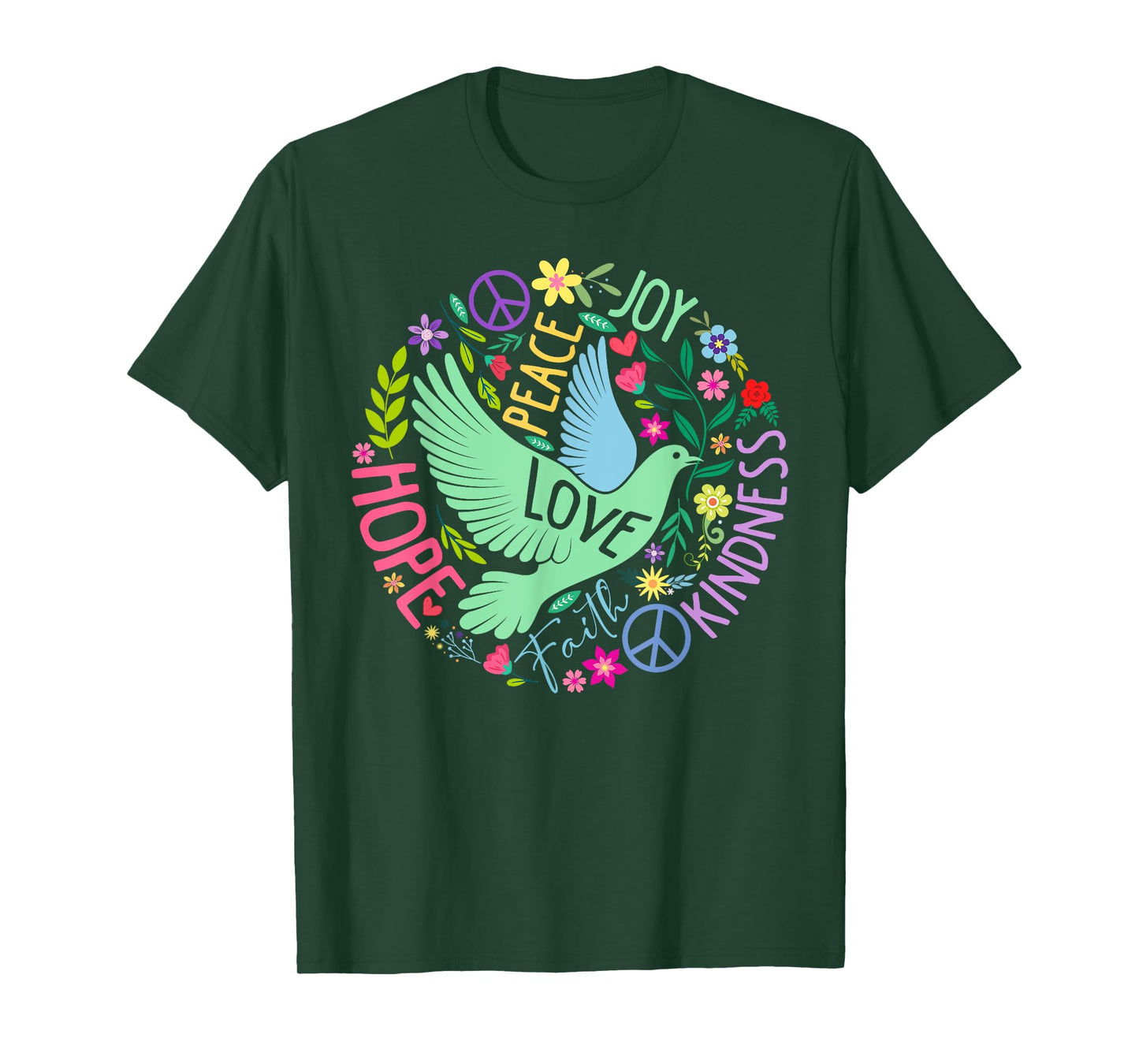 Groovy Hippie Peace Hope Love Peace Bird World Peace Day T-Shirt