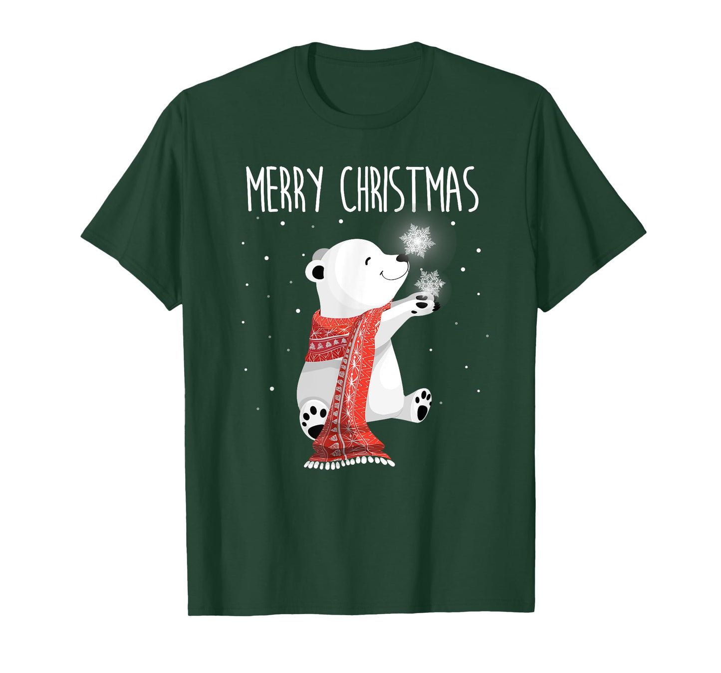 Cute Polar Bear Scarf Merry Christmas Xmas Holidays Gift Tee T-Shirt