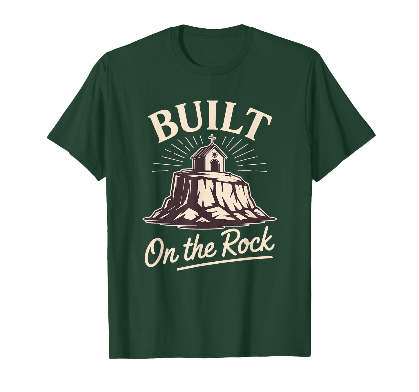 Built on Rock Christian Faith Sunday School Design T-Shirt