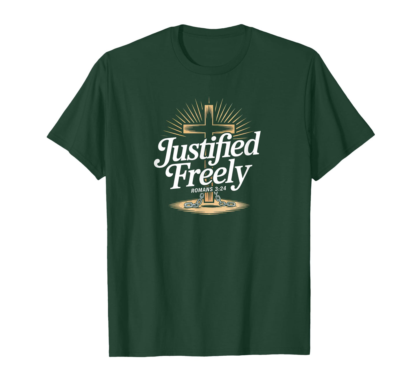 Justified Freely Romans 3 Christian Faith Grace Bible Verse T-Shirt
