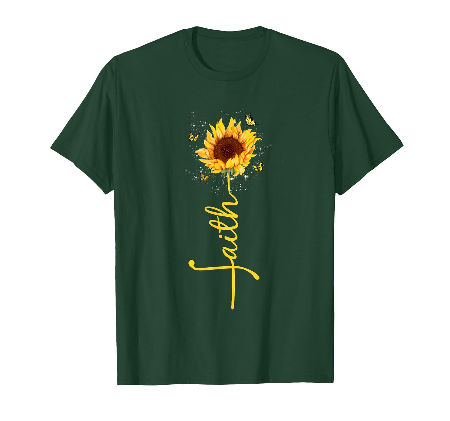 Faith Cross Sunflower Butterflies Flowers Christians Flora T-Shirt