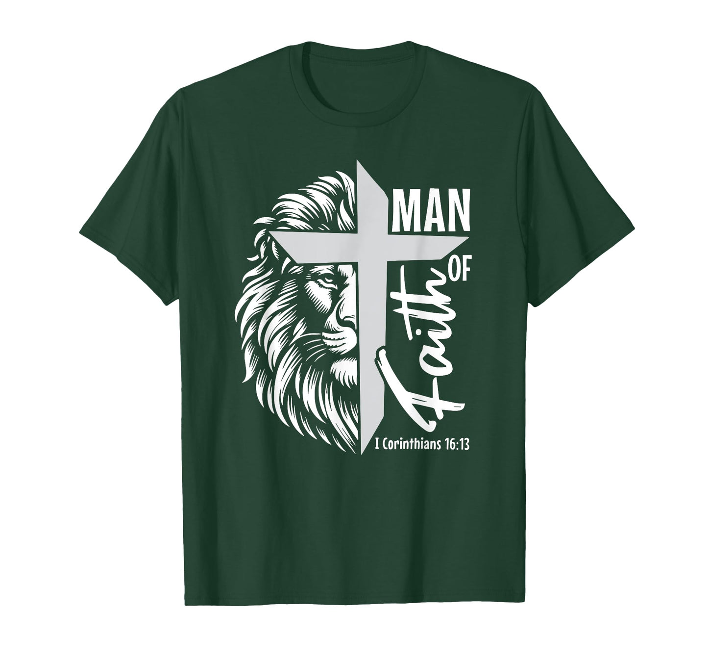 Man of Faith Lion Christian God Jesus Cross T-Shirt
