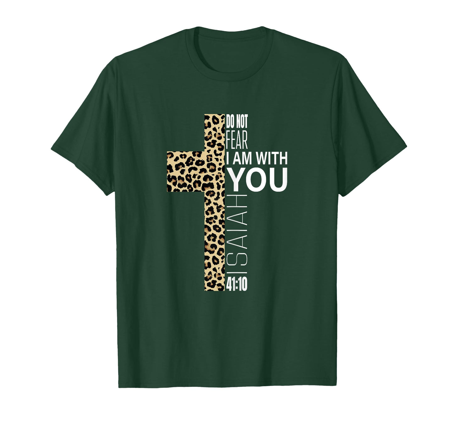 Cute Do Not Fear Religious Christian Mom Leopard Print Cross T-Shirt