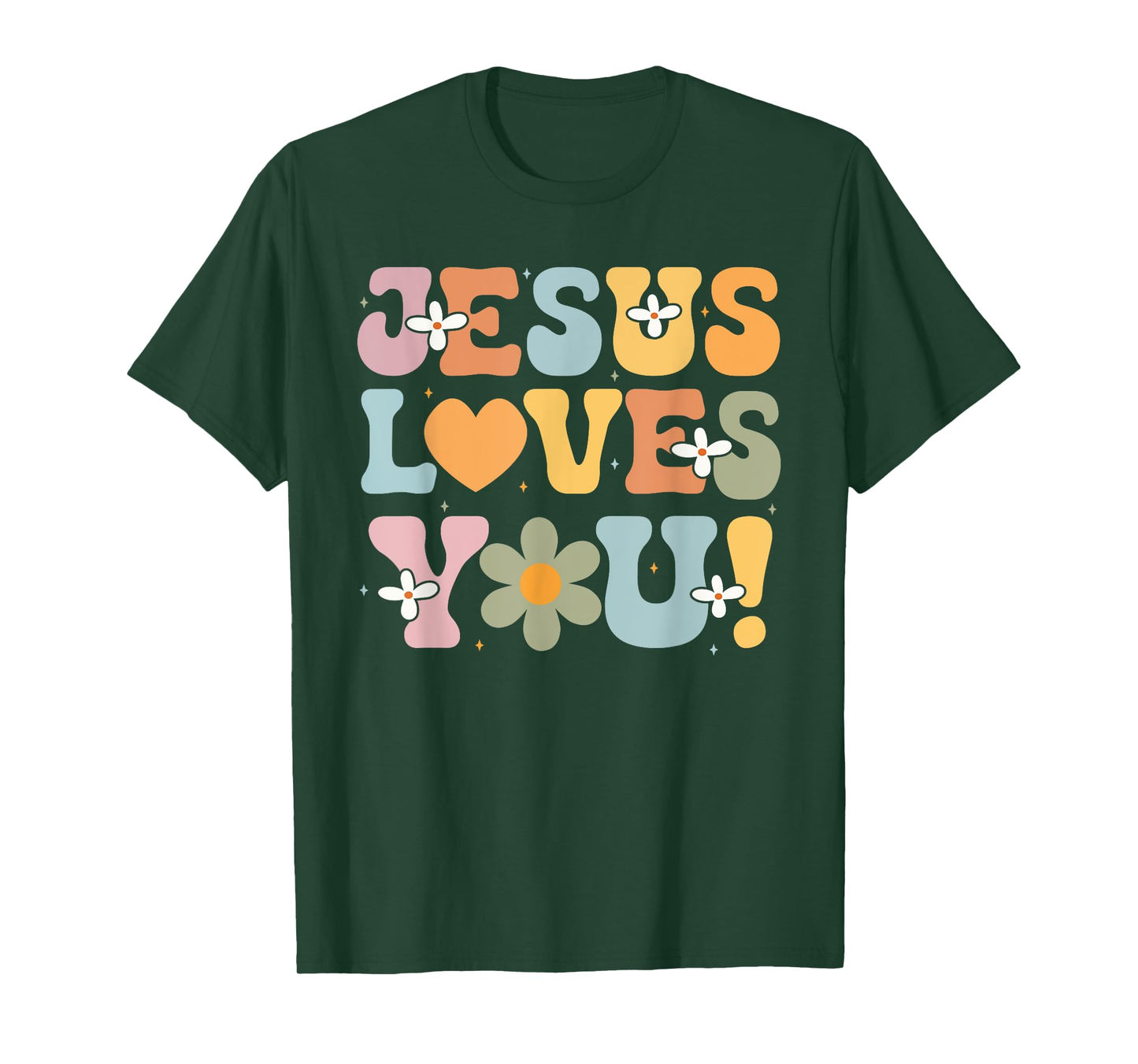 Cute Jesus Loves You Groovy Christian Kid Girl Women Vintage T-Shirt