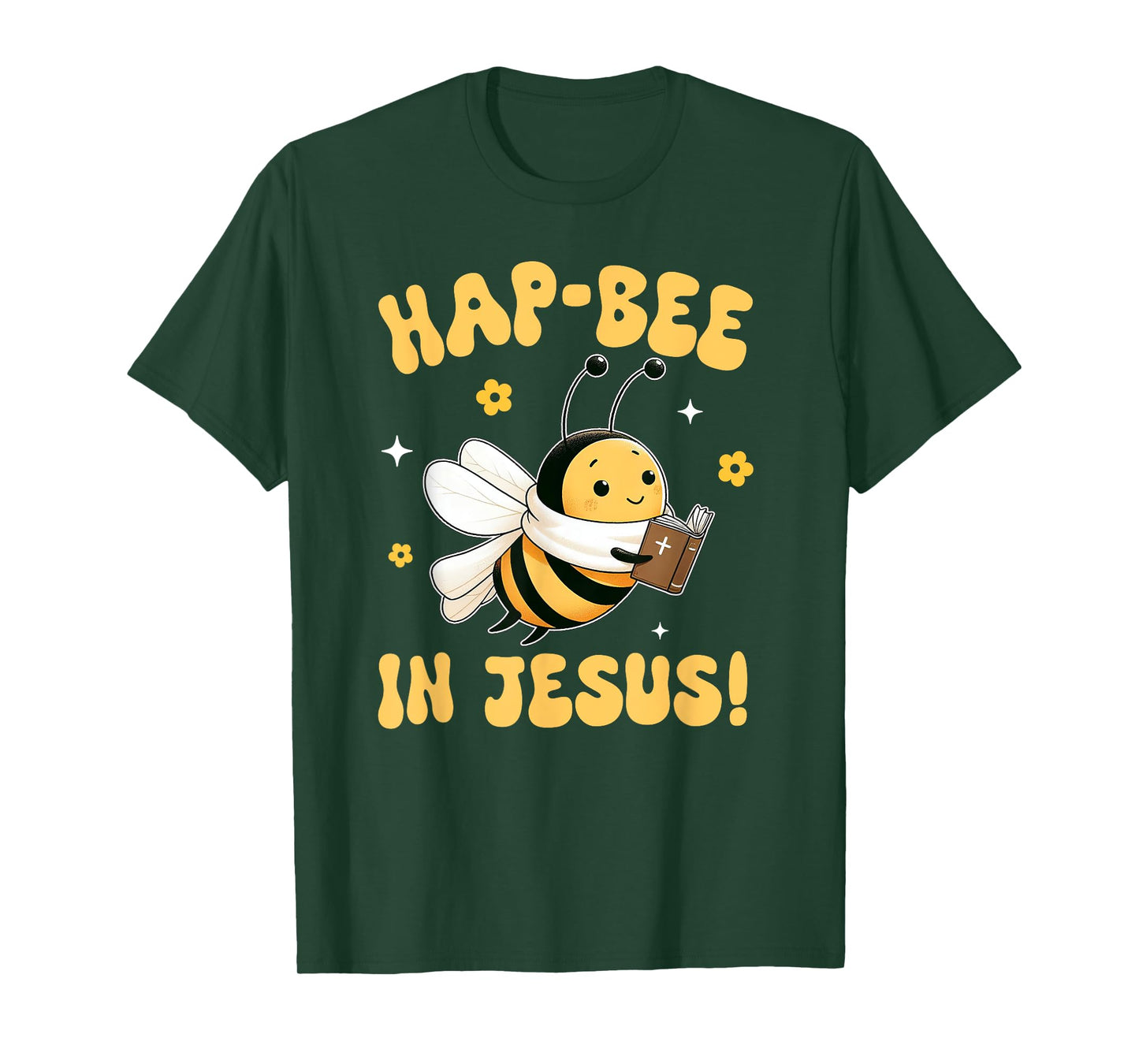 Buzzing Bee Christian HAP-BEE IN JESUS Christian Pun T-Shirt