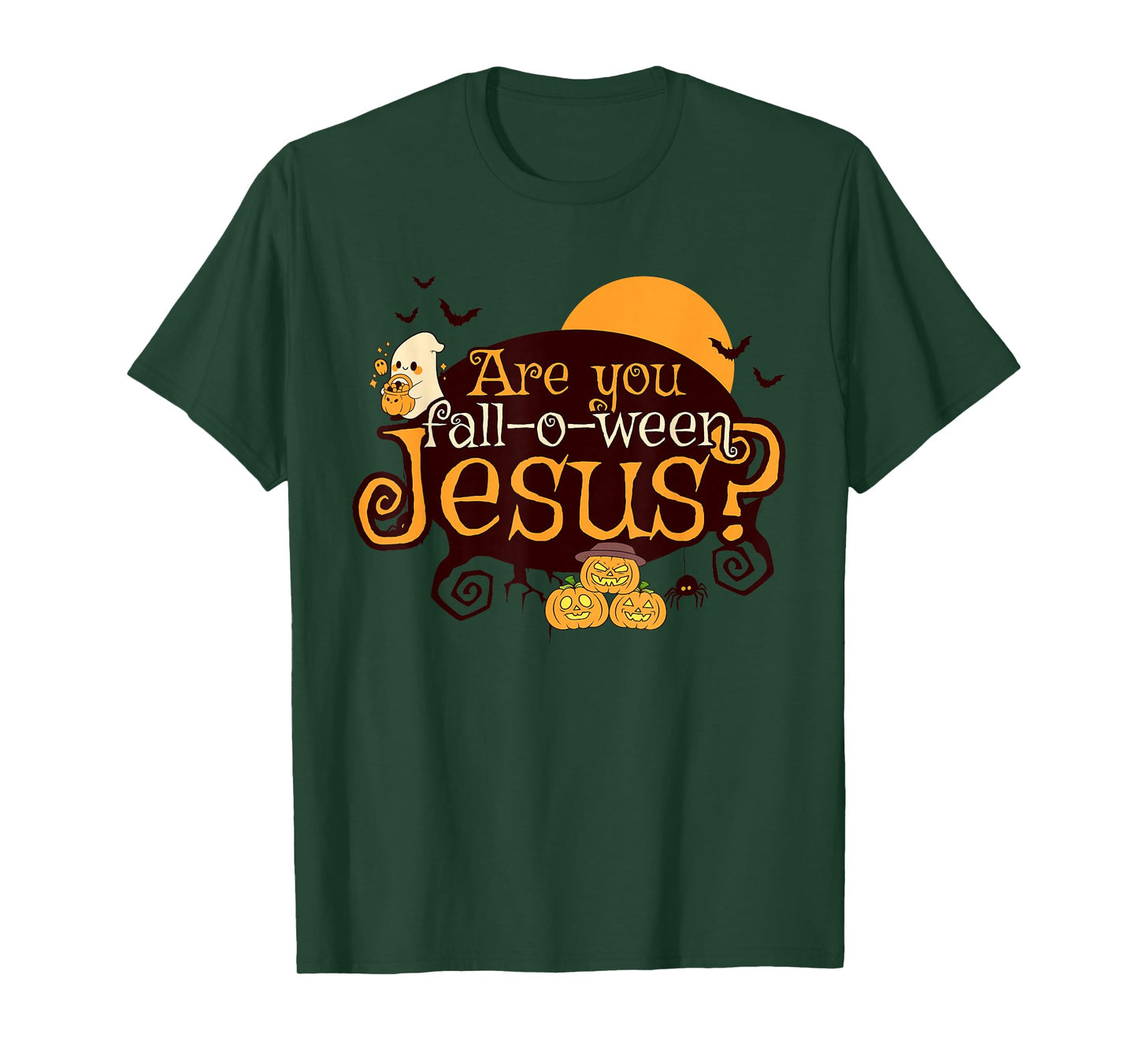 Cute Ghost with Pumpkins are You Fall-o-ween Jesus T-Shirt