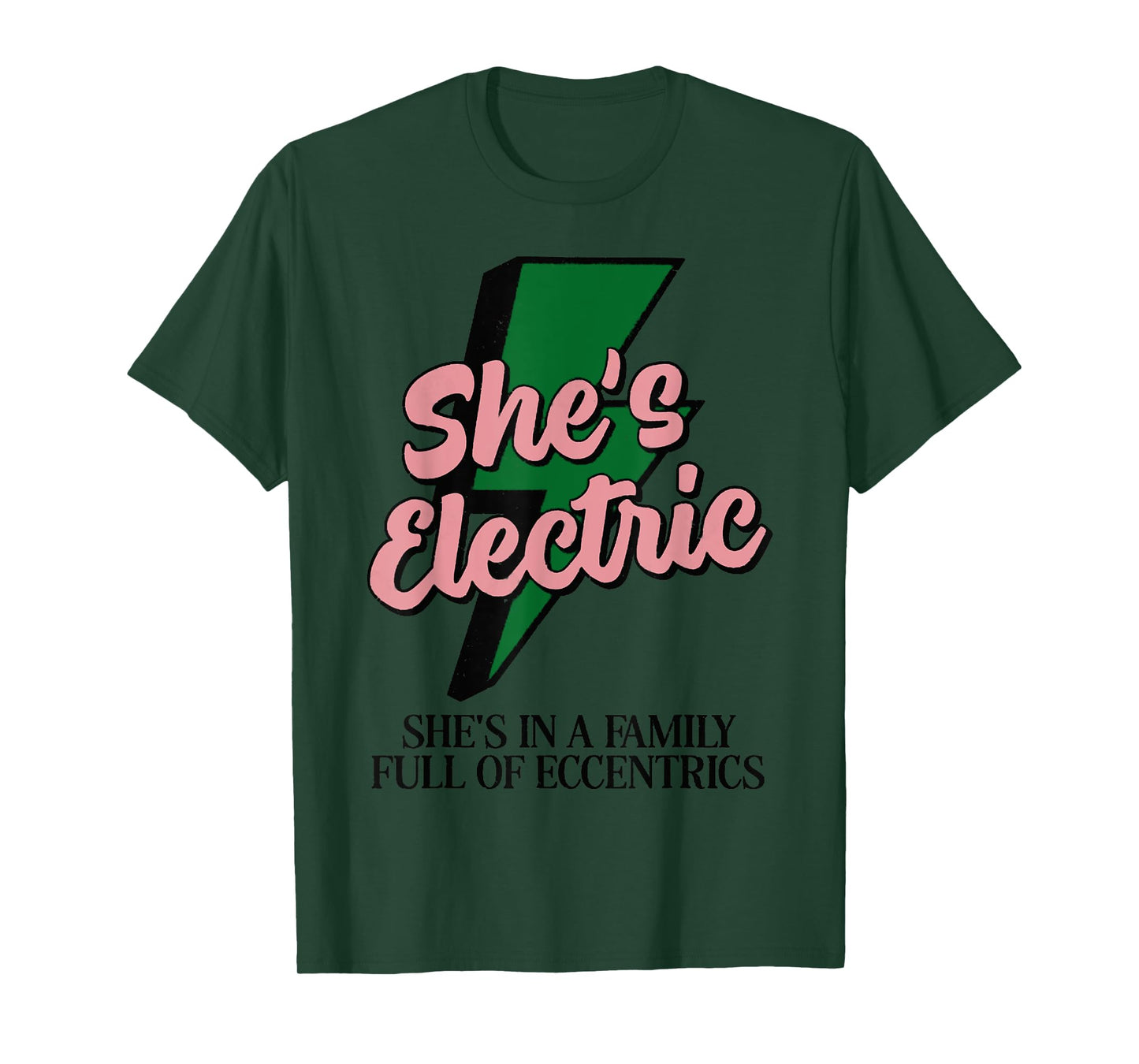 Retro Basic Lightning Quote She Electric Funny Simple T-Shirt