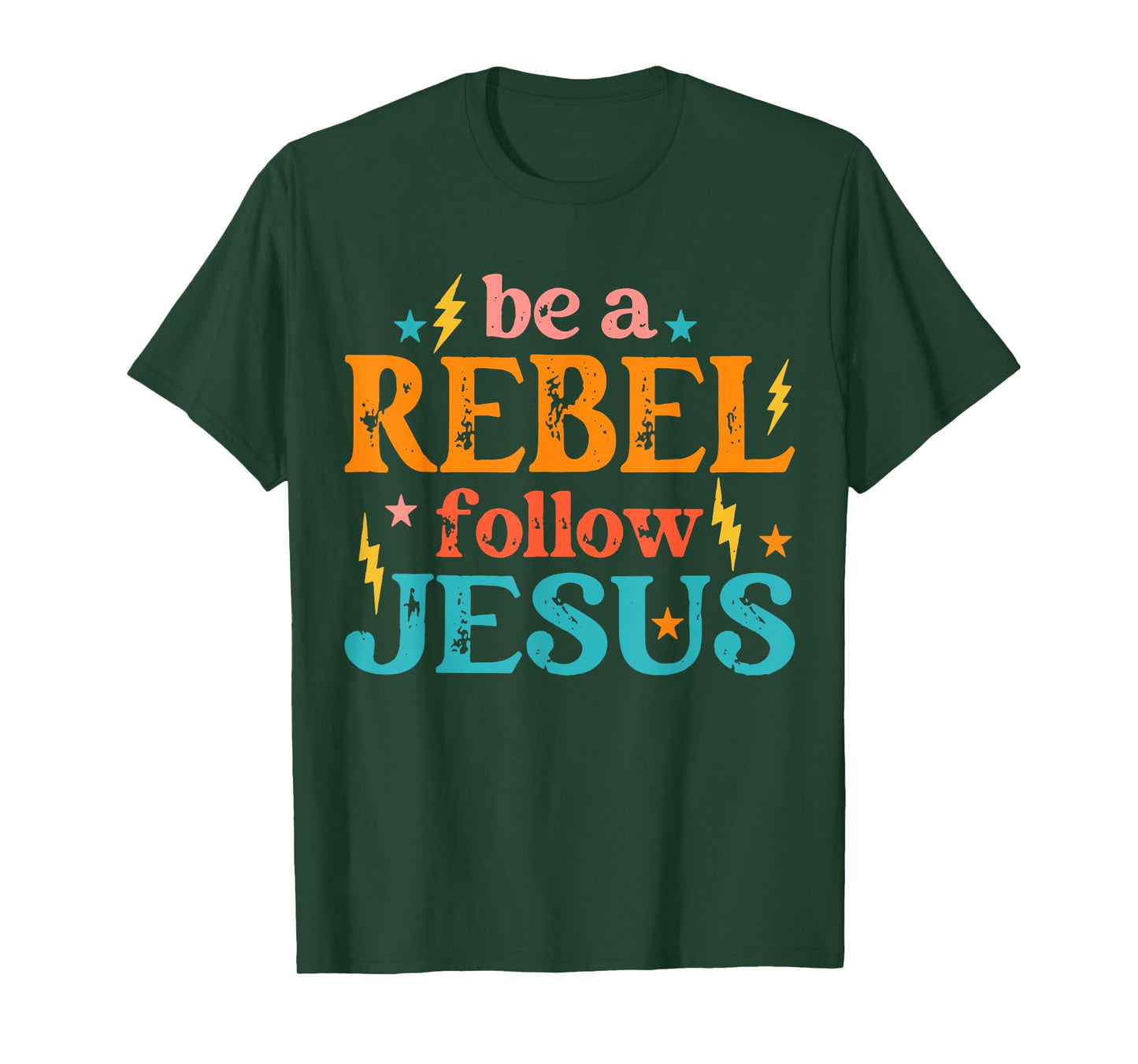 Be a Rebel Follow Jesus - Retro Groovy Style - Christian Tee T-Shirt