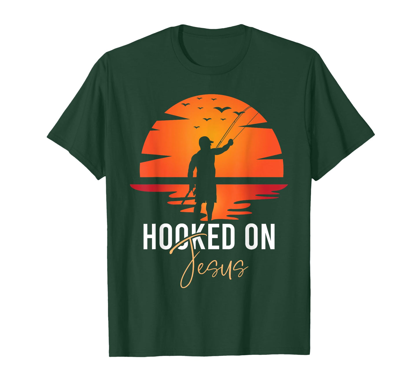 Hooked on Jesus Christian Fishing Faith Gift T-Shirt