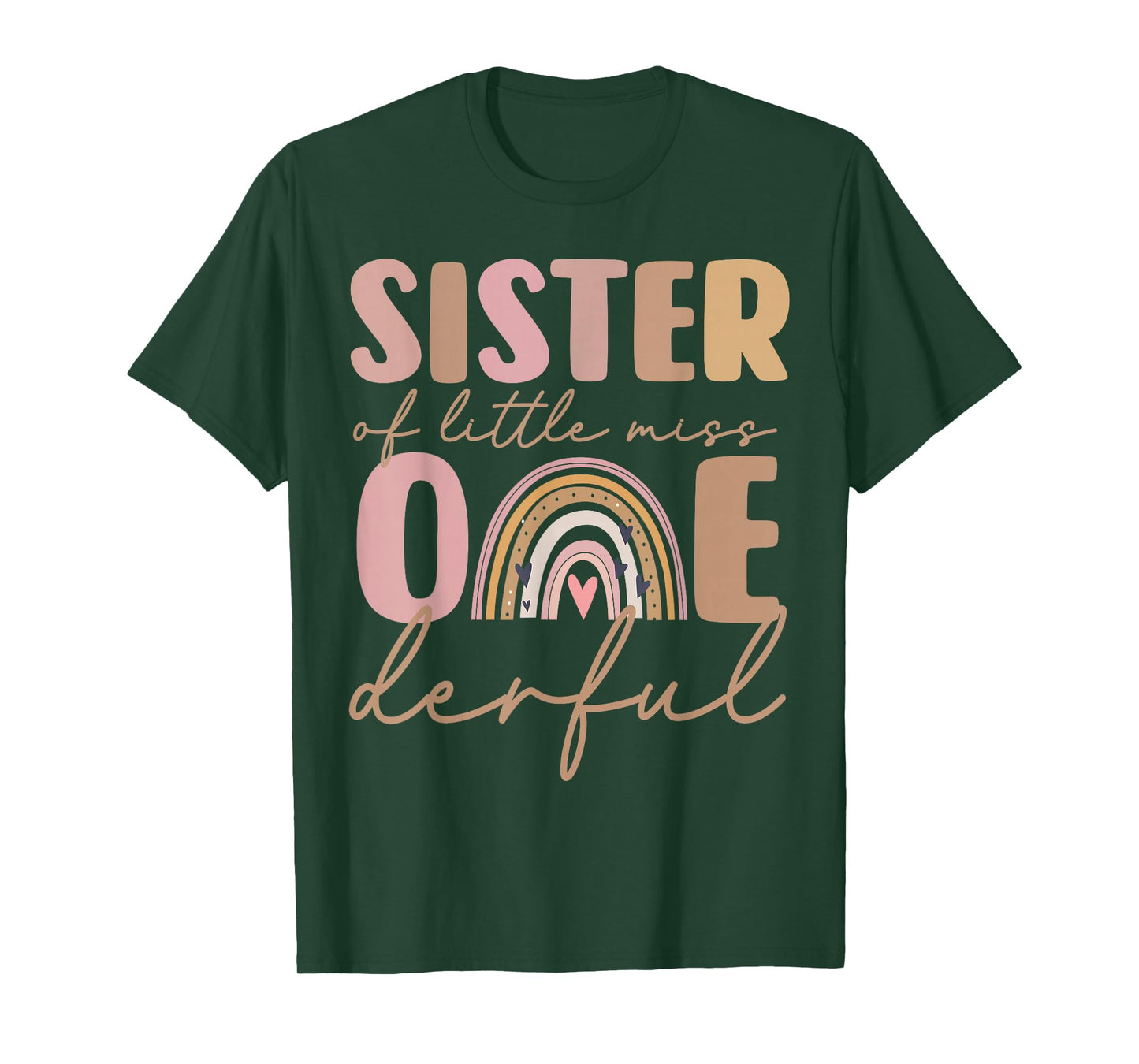 Sister of Little Miss Onederful First Birthday Boho Rainbow T-Shirt
