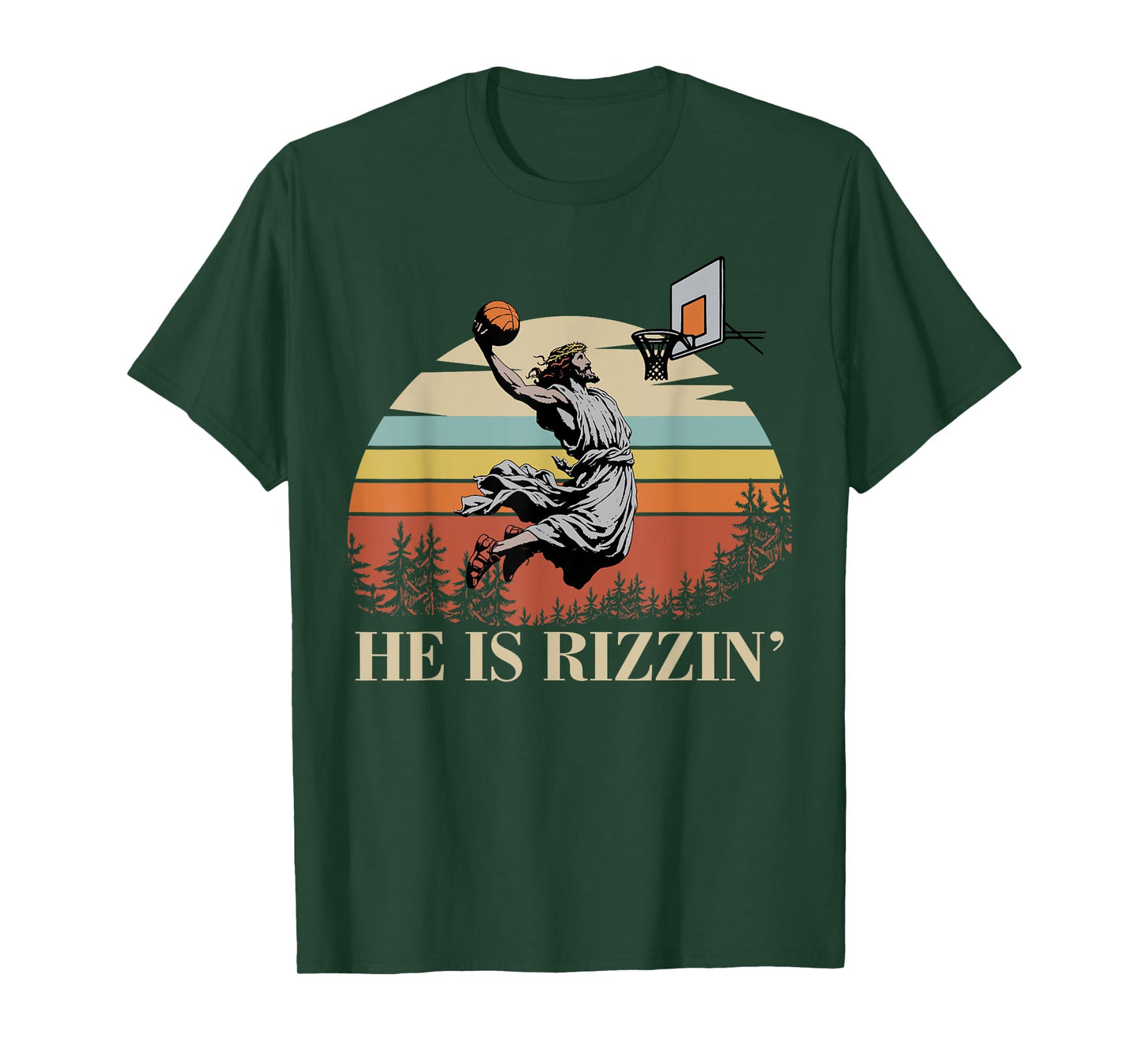 He Is Rizzin Jesus Playing Basketball Funny Easter Day T-Shirt