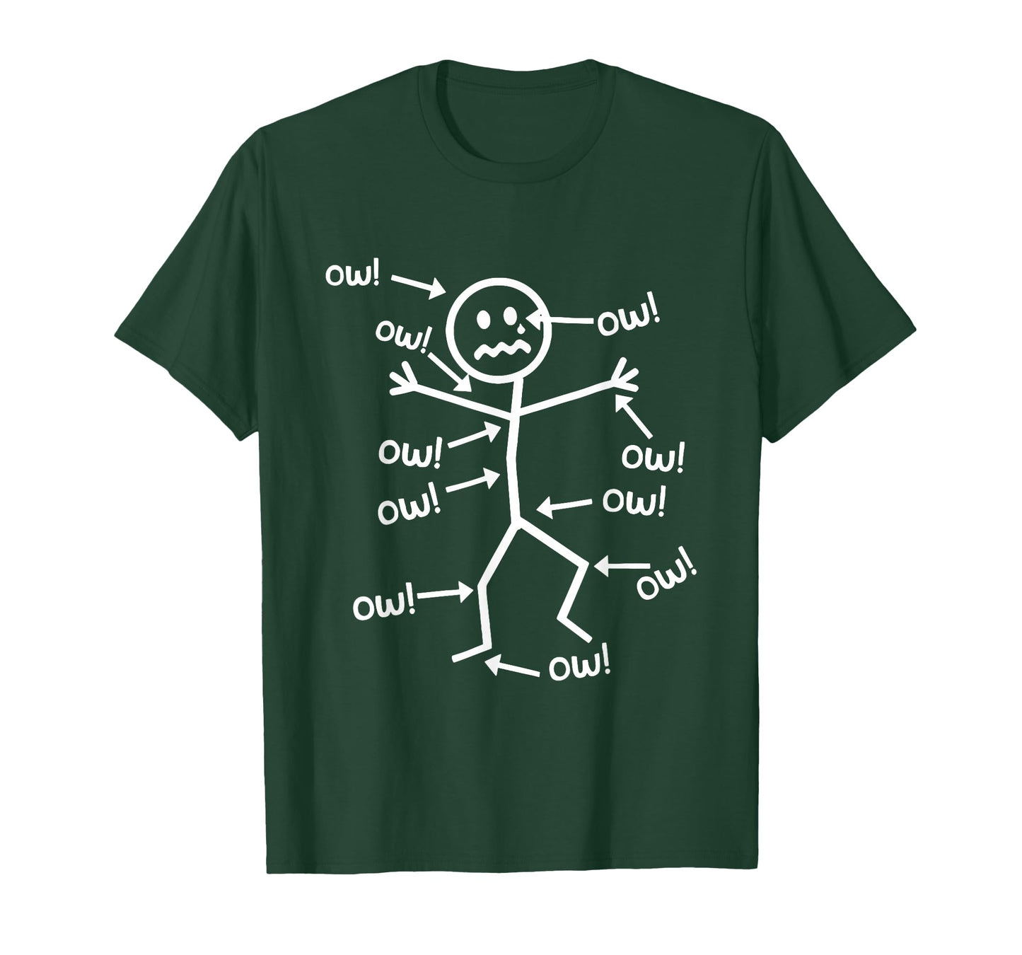 Ow Ow Ow Comedy Stick Character Funny Chronic Pain Meme T-Shirt