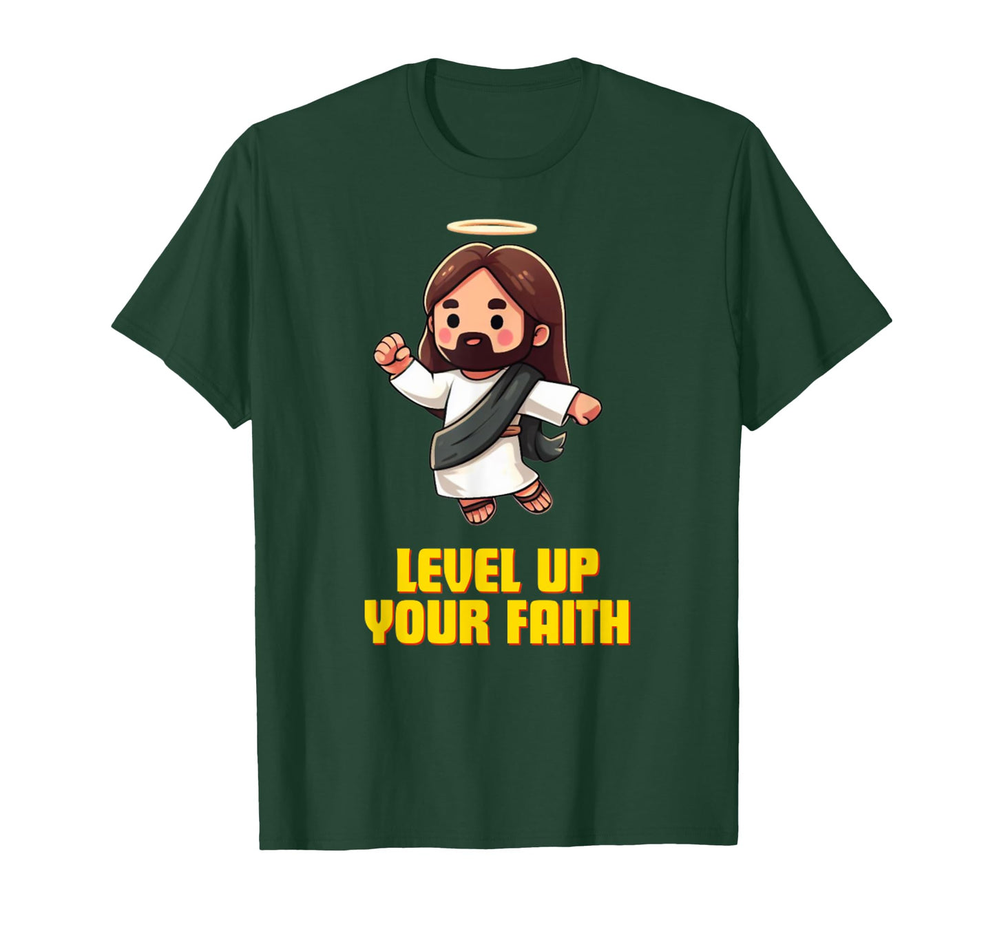 Vintage Level Up Your Faith Cute Jesus Jump T-Shirt