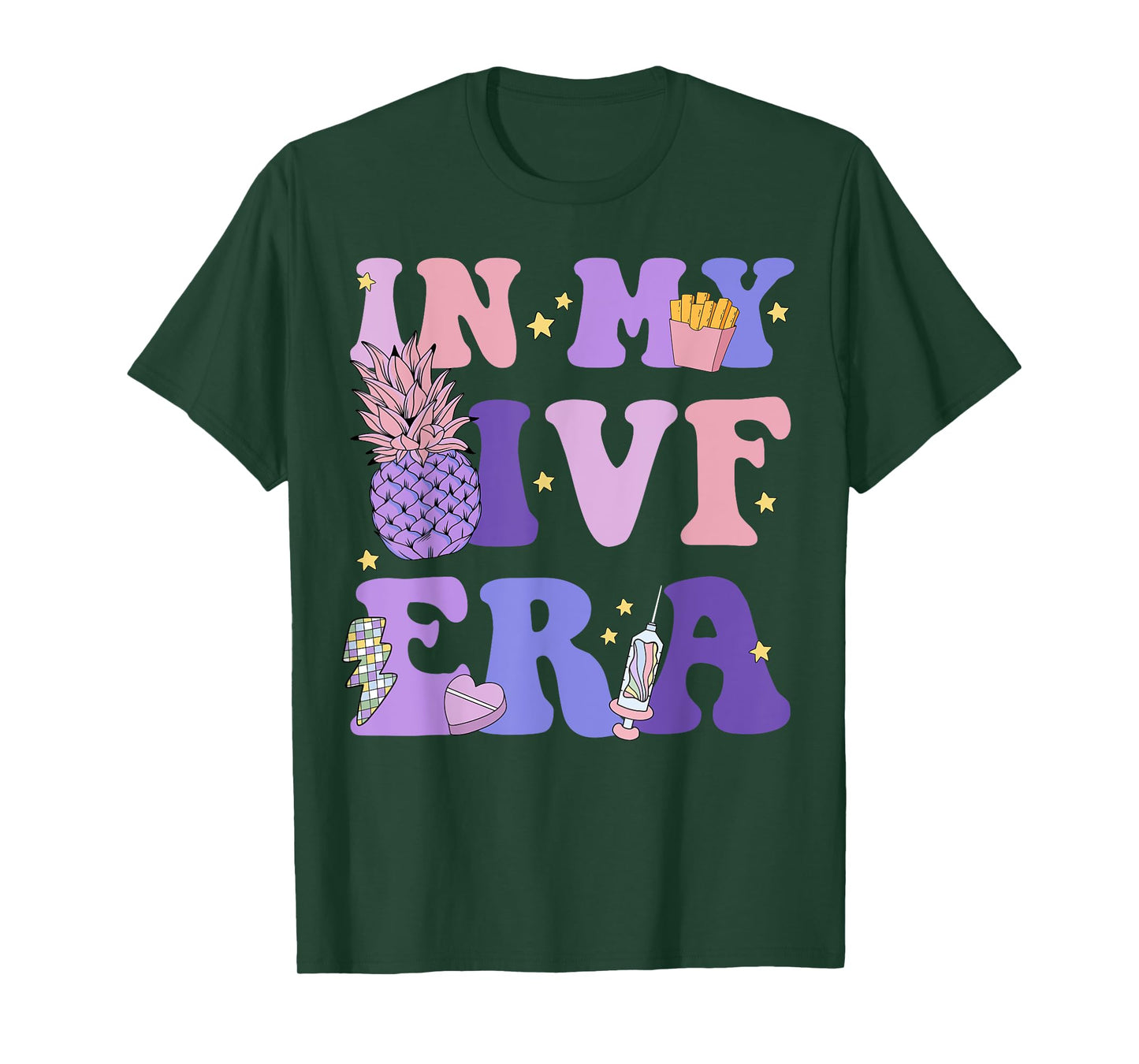 Retro In My IVF Era Transfer Day Sticky IVF Couple Embryo T-Shirt