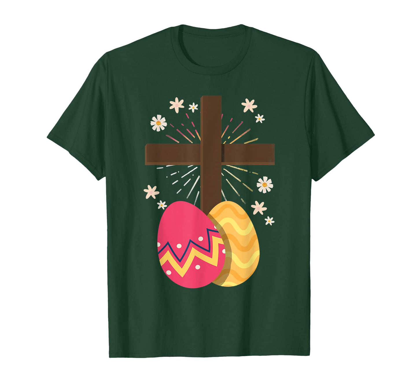 Christianity Cross Jesus Christ Flower Easter Eggs T-Shirt