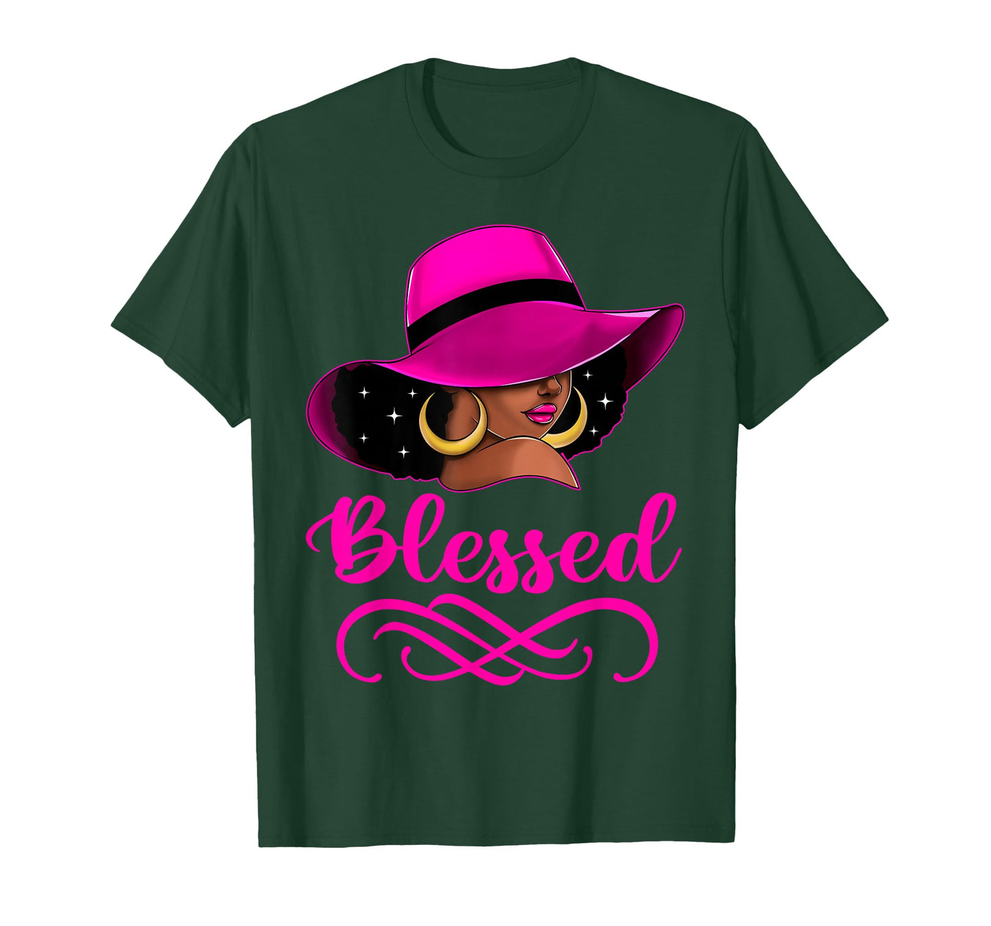 Blessed African American Afro Black Women With Hat Christian T-Shirt