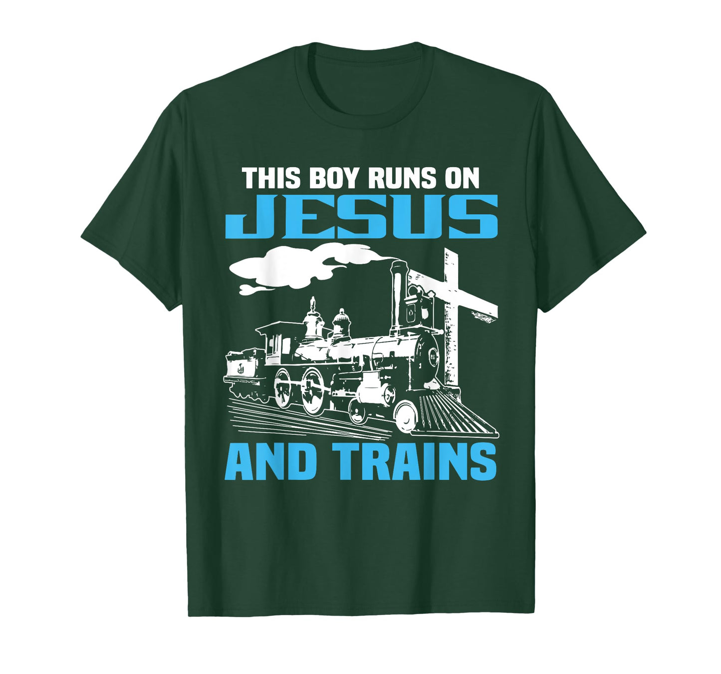 This Boy Runs On Jesus And Trains Locomotive Railroad T-Shirt
