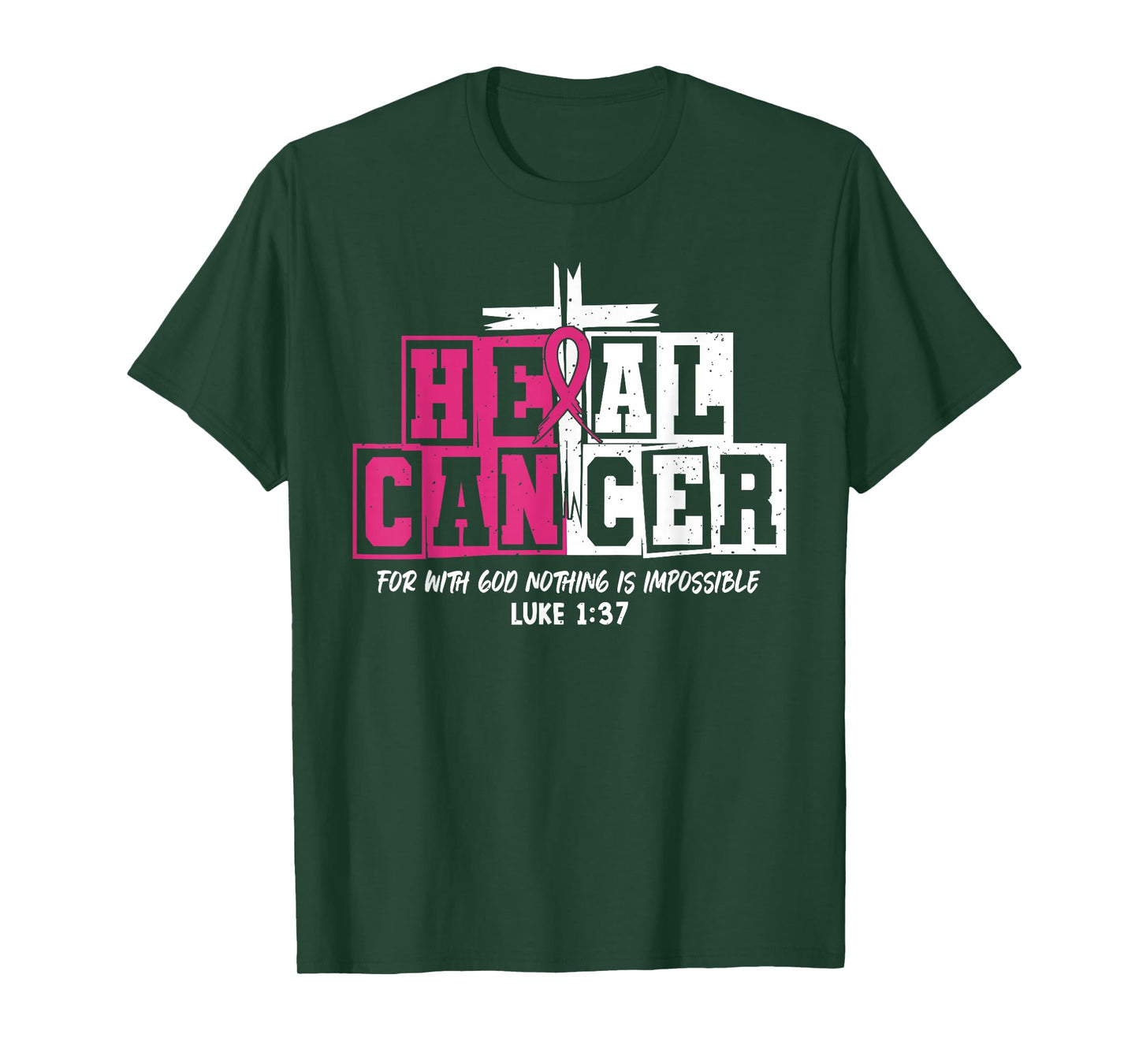 Heal Cancer Believe God Christian Breast Cancer Awareness T-Shirt