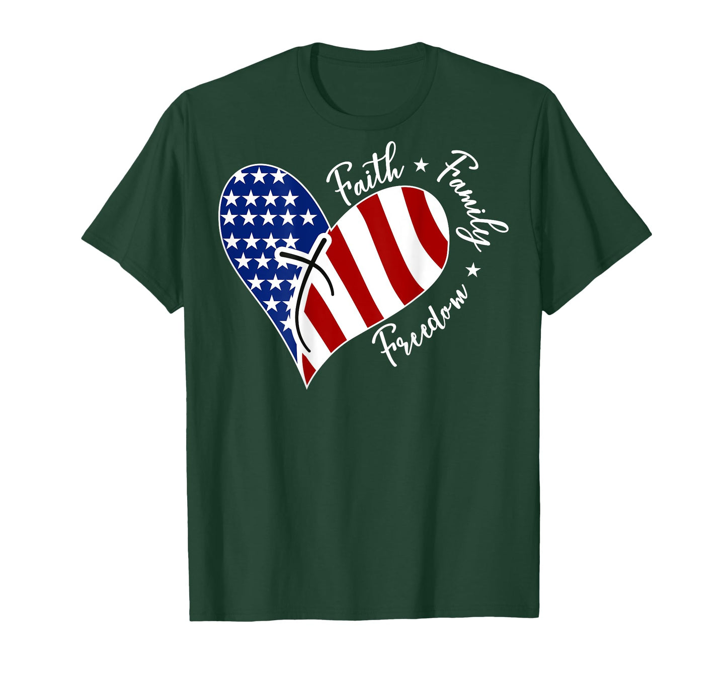 Jesus Cross Heart America The Lord Is My Rock ART ON BACK T-Shirt