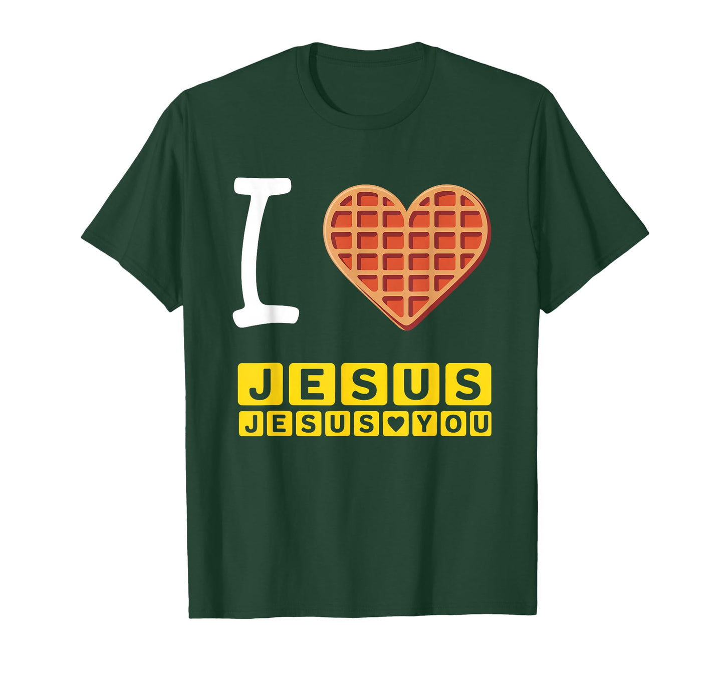 I Love Jesus Waffle Heart Funny Christian Breakfast T-Shirt