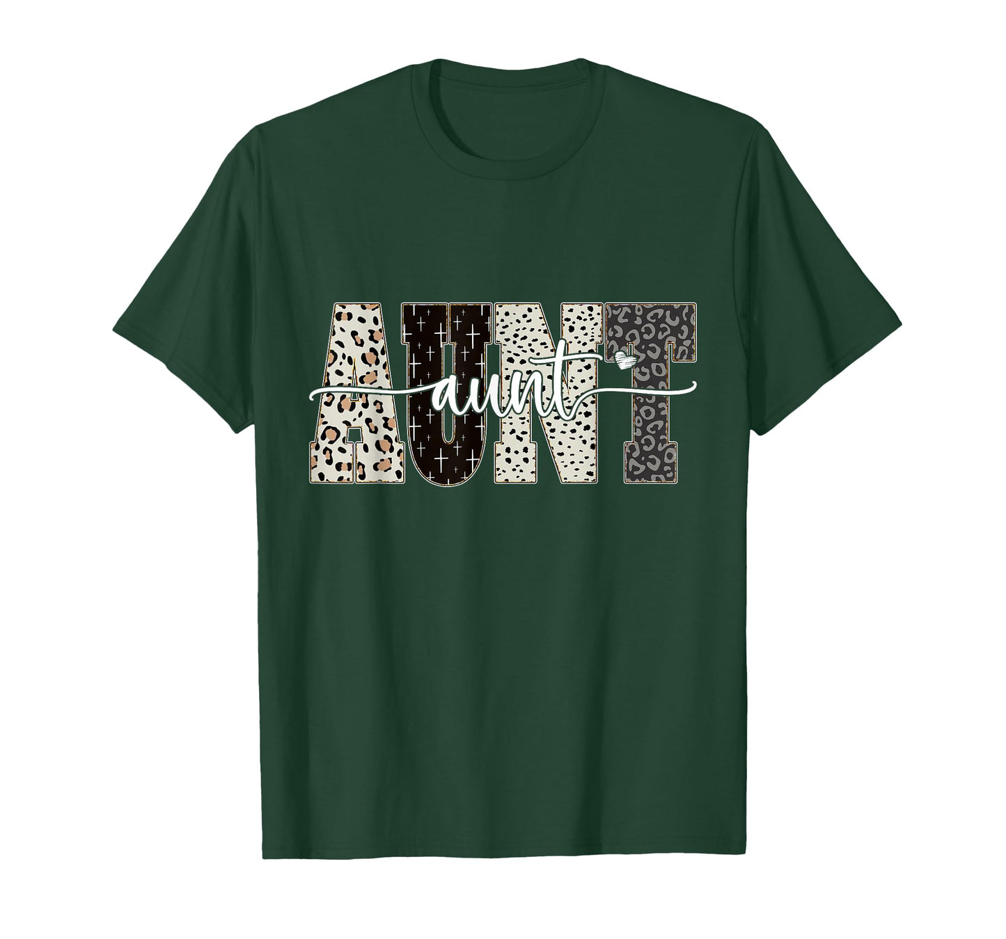 Aunt Bible Leopard Cross Faith and Love Christian Women Aunt T-Shirt