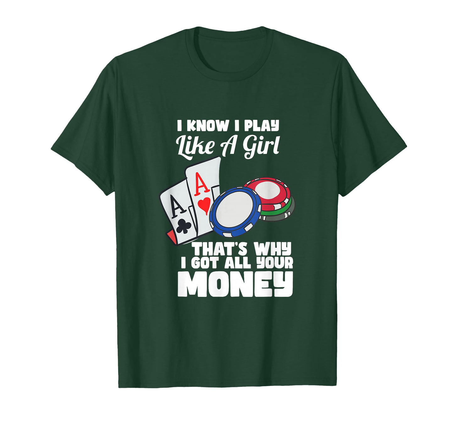 I Know I Play Like A Girl Funny Quote Female Poker Player T-Shirt