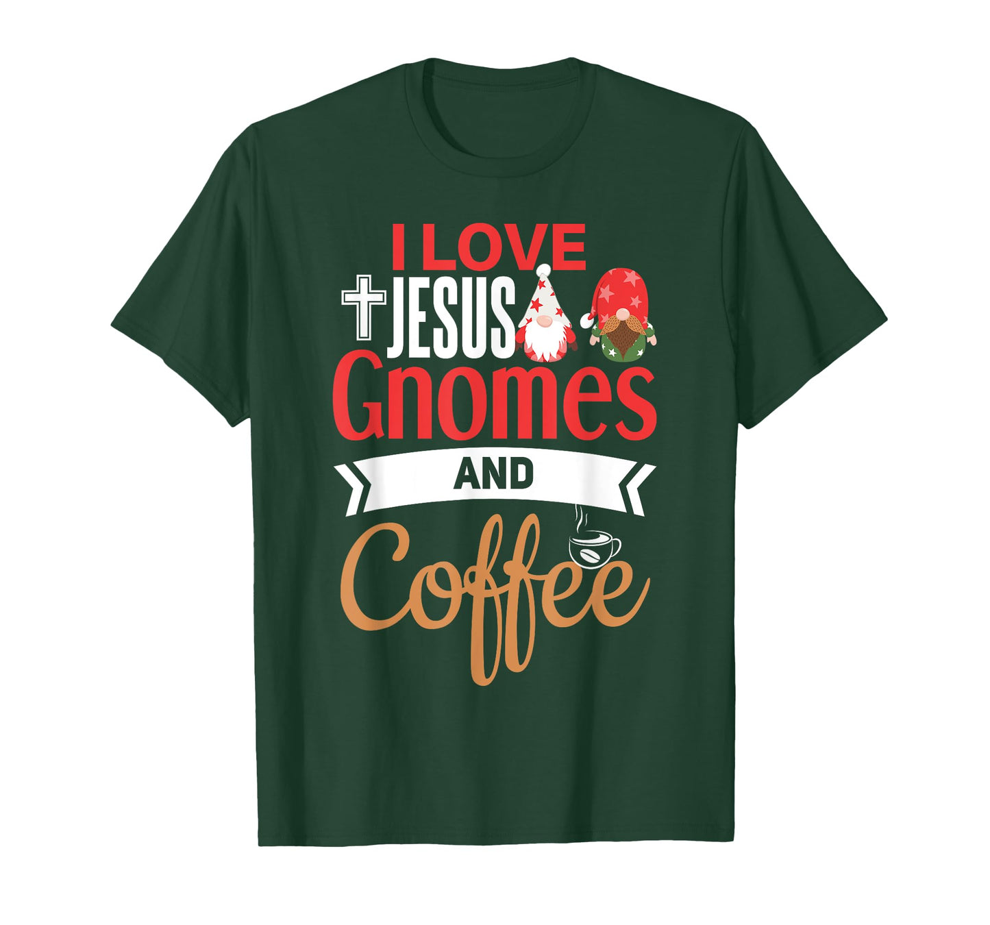 Christian Gnome Shirt Jesus Coffee Lover Garden Gnome T-Shirt