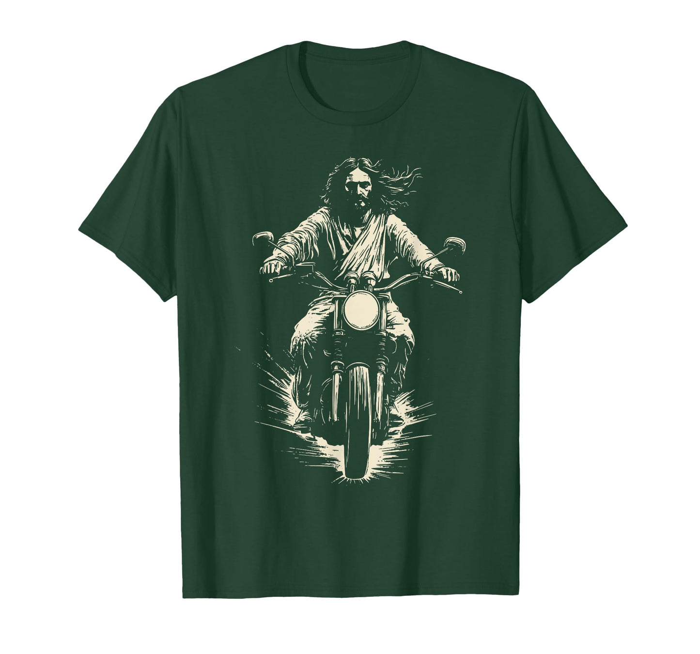 Retro Jesus On Motorbike Dirt Bike Motorcycle Christian T-Shirt