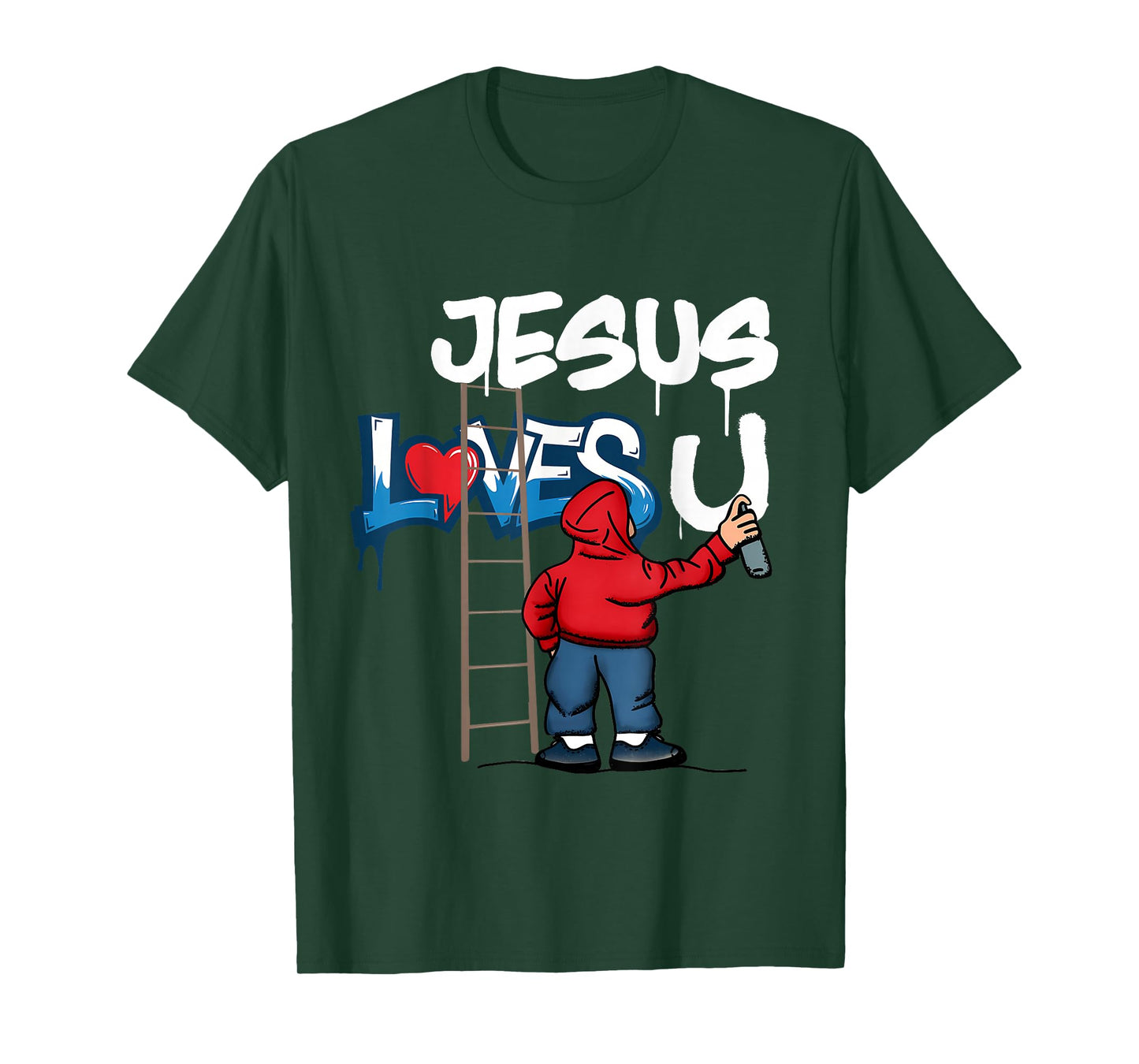Jesus Loves You Graffiti Christian Believer Catholics T-Shirt