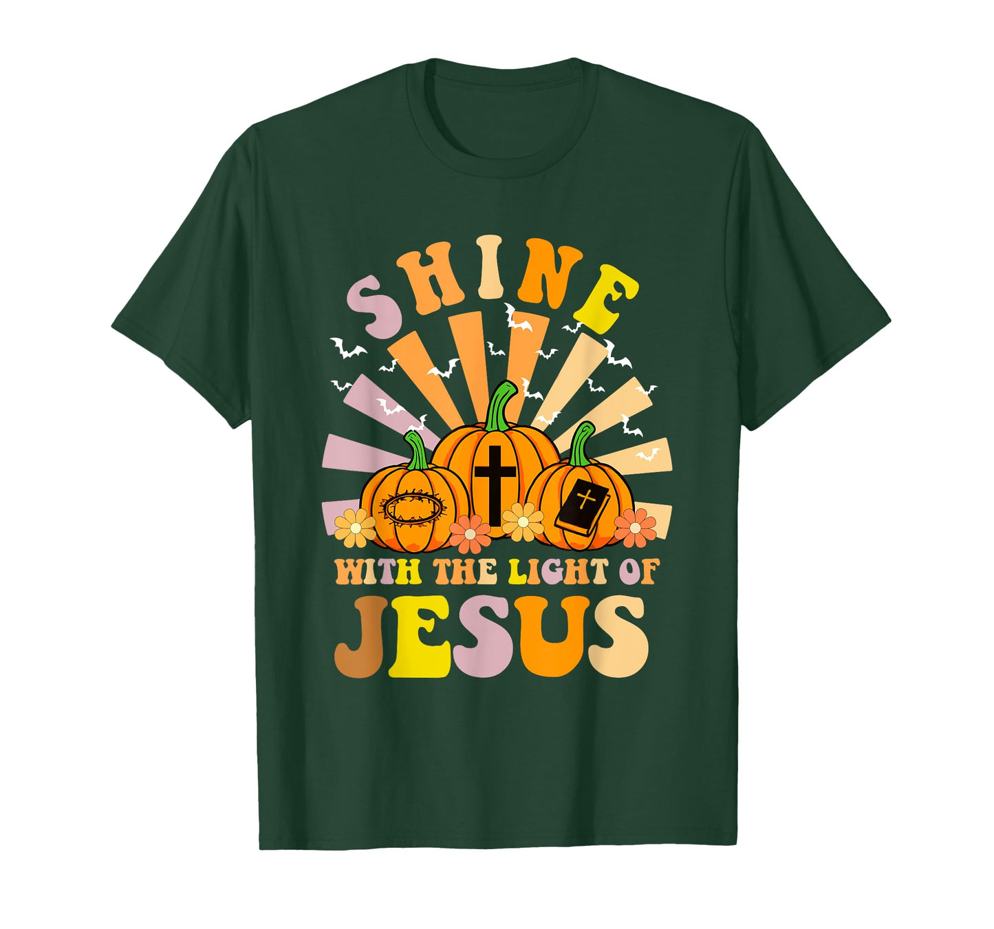 Shine with The Light of Jesus Christian Halloween Pumpkin T-Shirt